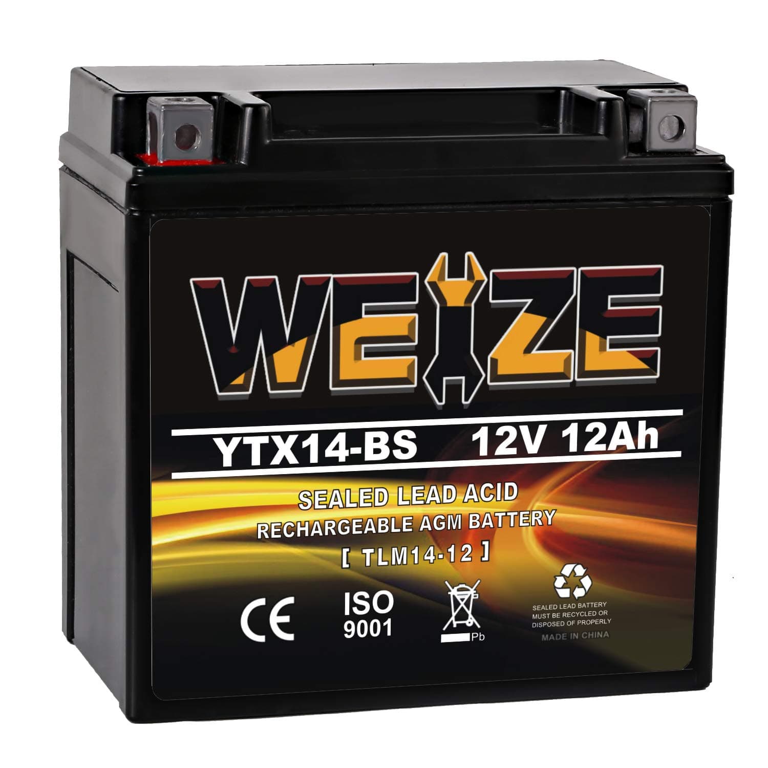 YTX14 BS ATV Battery High Performance - Maintenance Free - Sealed AGM YTX14-BS Motorcycle Battery compatible with Honda Suzuki Kawasaki Yamaha scooter snowmobile