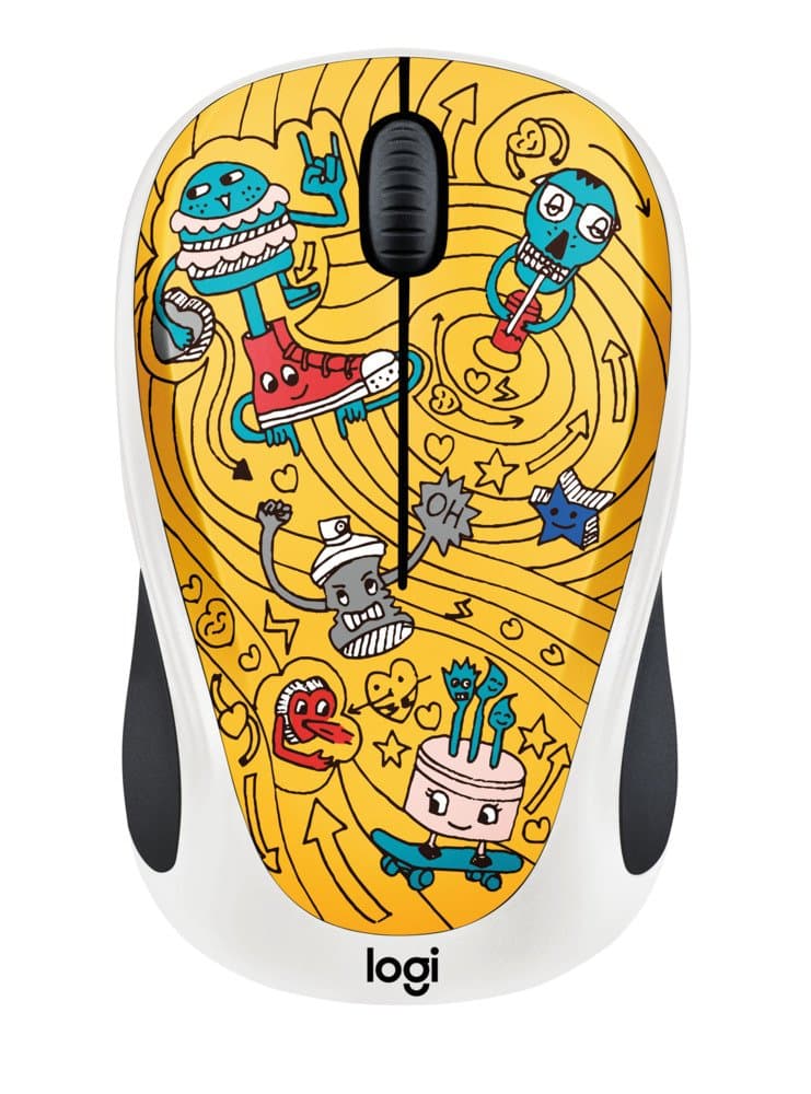 Logitech Doodle Collection M238 Mouse - Optical - Wireless - 3 Button(s) - GoGo Gold