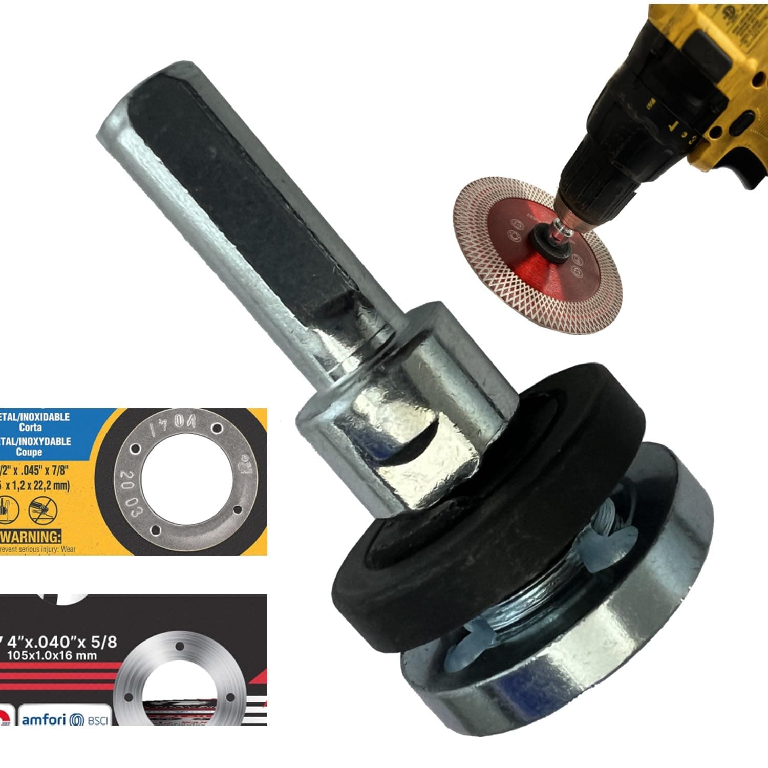 Keyfit Tools U.S.A. Drill Adapter Attachment for 3/8" 5/8" & 7/8" Arbor Grinding Discs & Abrasive Cut Off Wheels Precisely Converts Your Angle Grinder Discs to Drill Power Fits Standard Size Holes