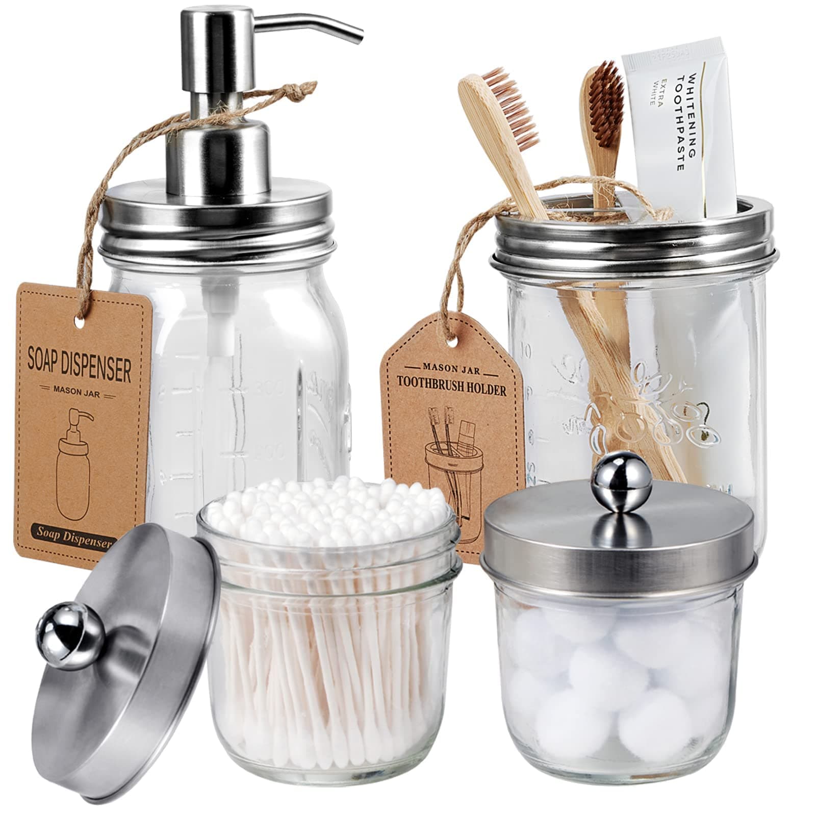 Mason Jar Bathroom Accessories Set