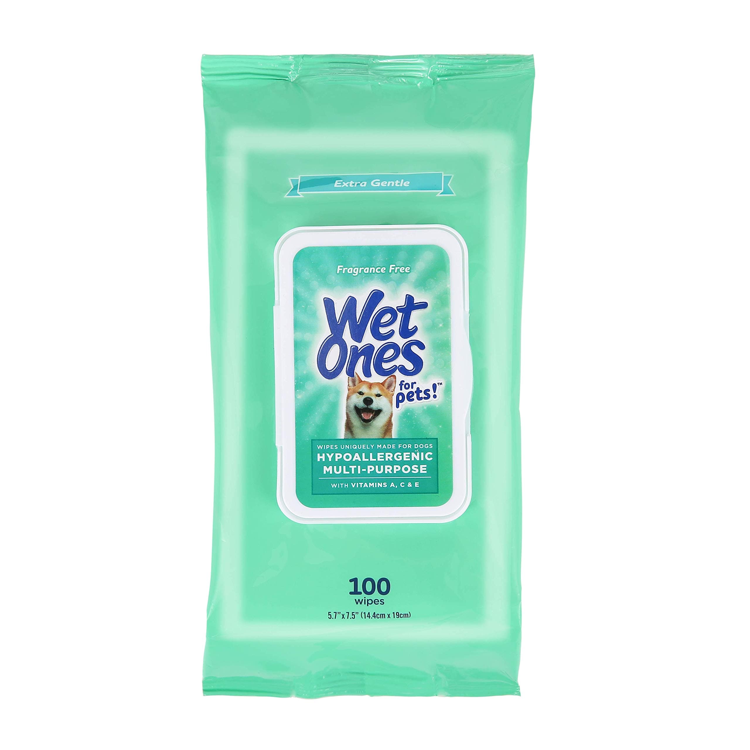 Wet Ones for Pets Hypoallergenic Multipurpose Dog Wipes with Vitamins A, C & E - No Fragrance Pet Wipes for Dogs with Wet Lock Seal, 100 Count