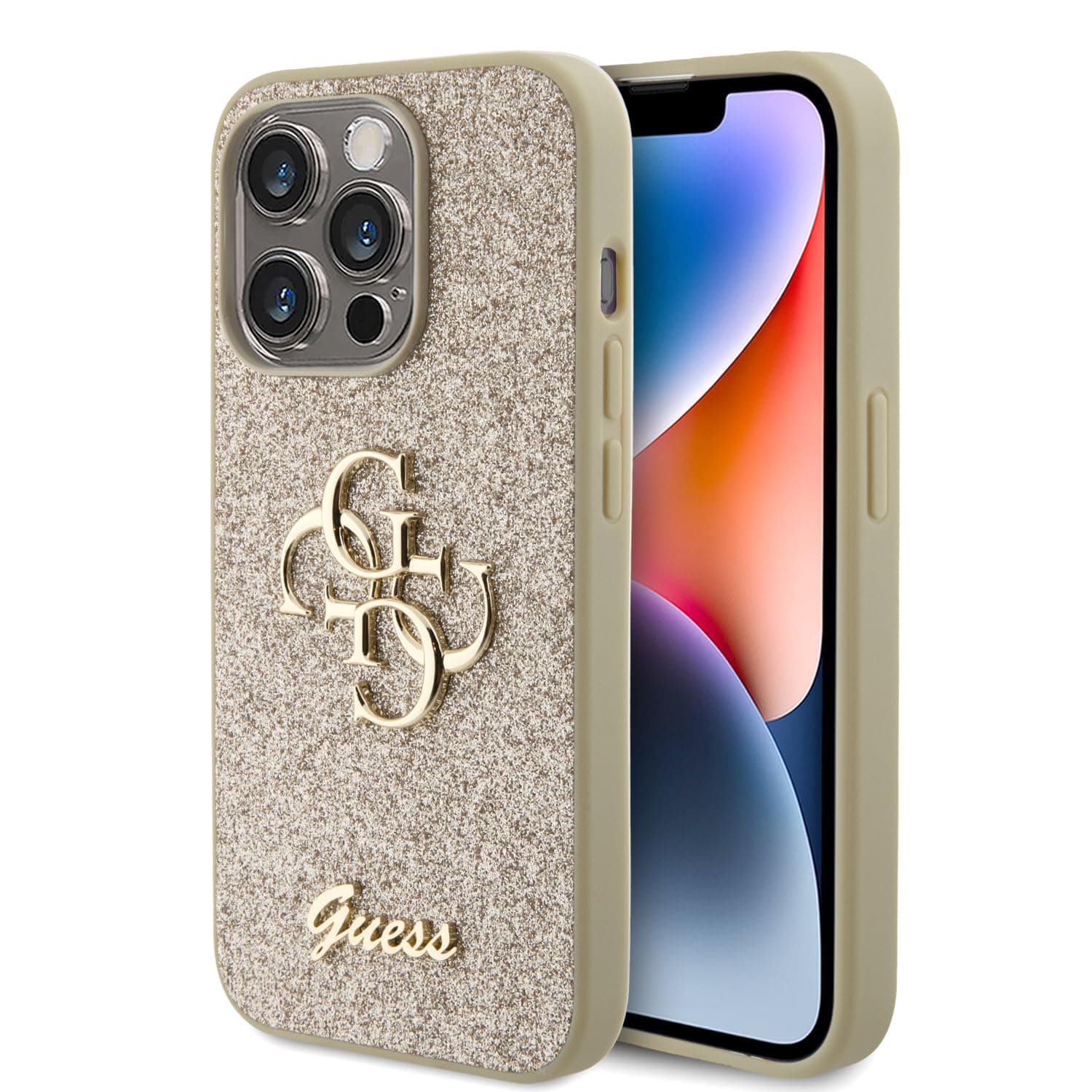 CG MOBILEGuess Fixed Glitter Case For iPhone 15 Pro Max (Gold)
