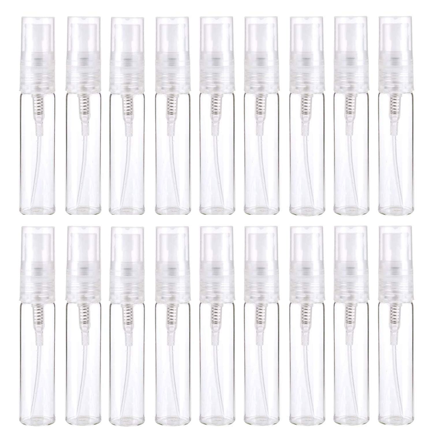 20 Pcs Mini Spray Atomizer Empty Bottles, Portable Mist Plastic Refillable Sample Bottle, Travel Spray Perfume Bottles with Atomizer Pump for Liquid Makeup Tool (3ml)