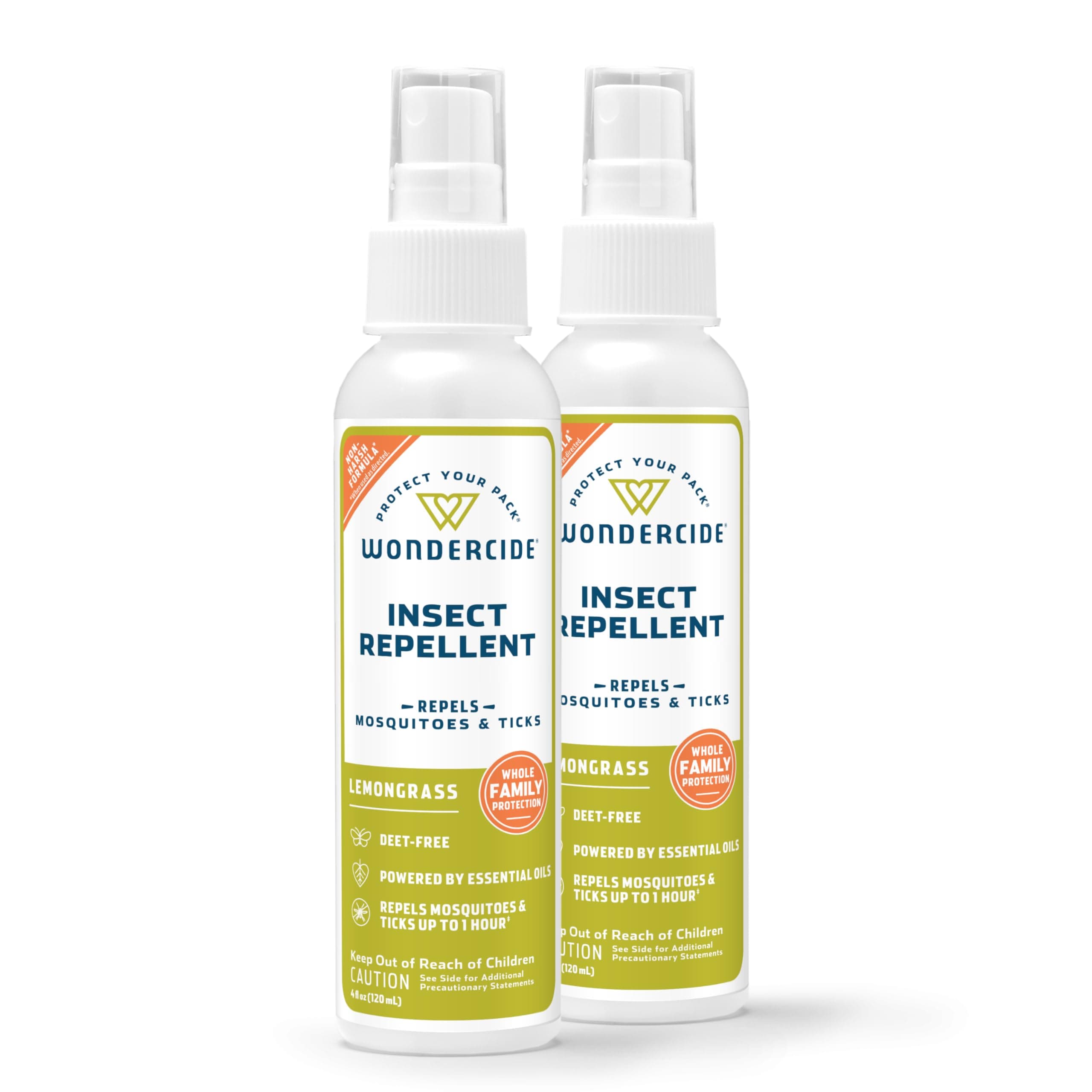 Mosquito, Tick, and Insect Repellent with Natural Essential Oils - DEET-Free Bug Spray and Killer - Safe for Family - Lemongrass 2-Pack of 4 oz Bottle