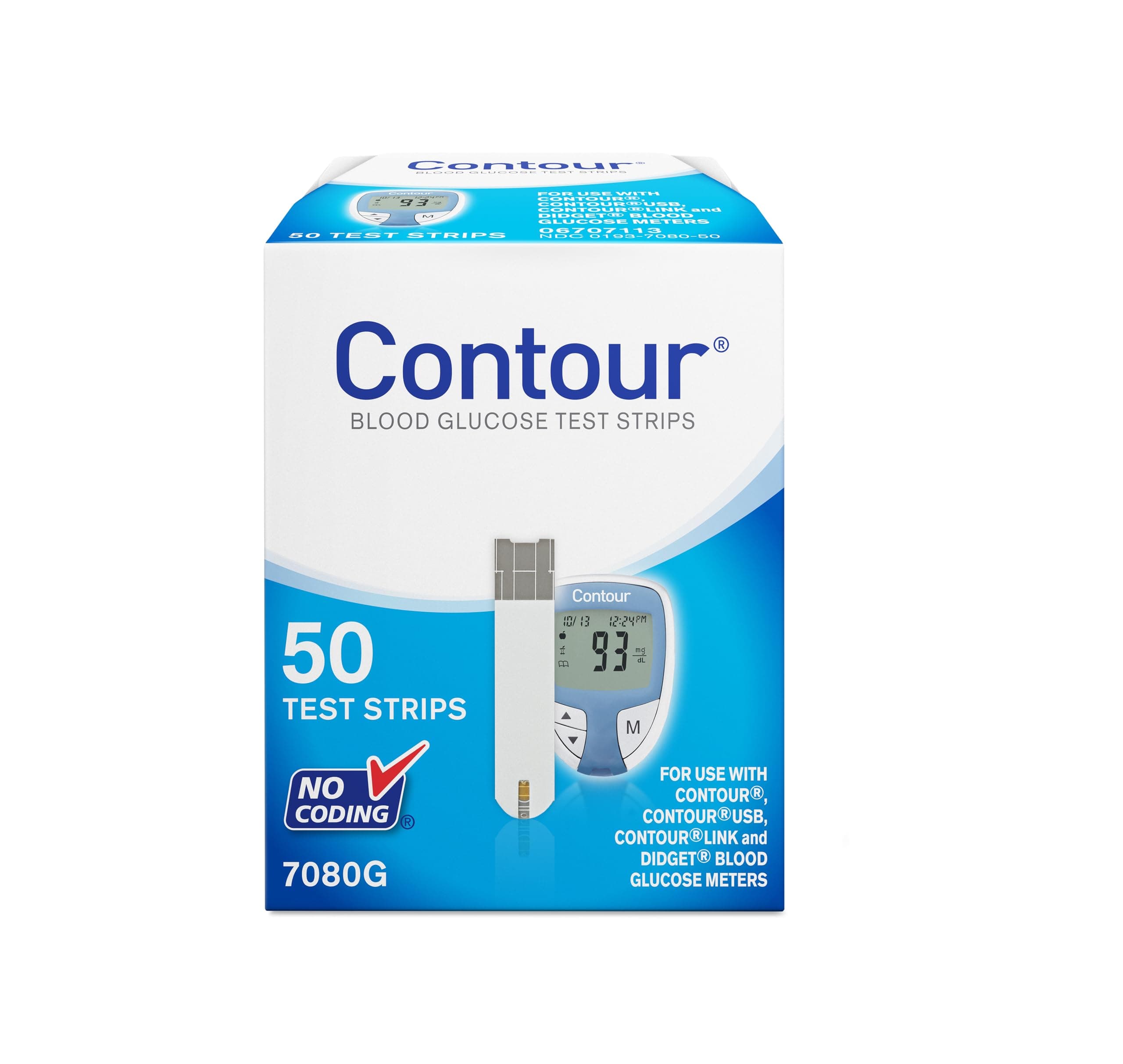 Contour Next Blood Glucose Test Strips, 50 Count, No Coding, Compatible with Contour Next Meters