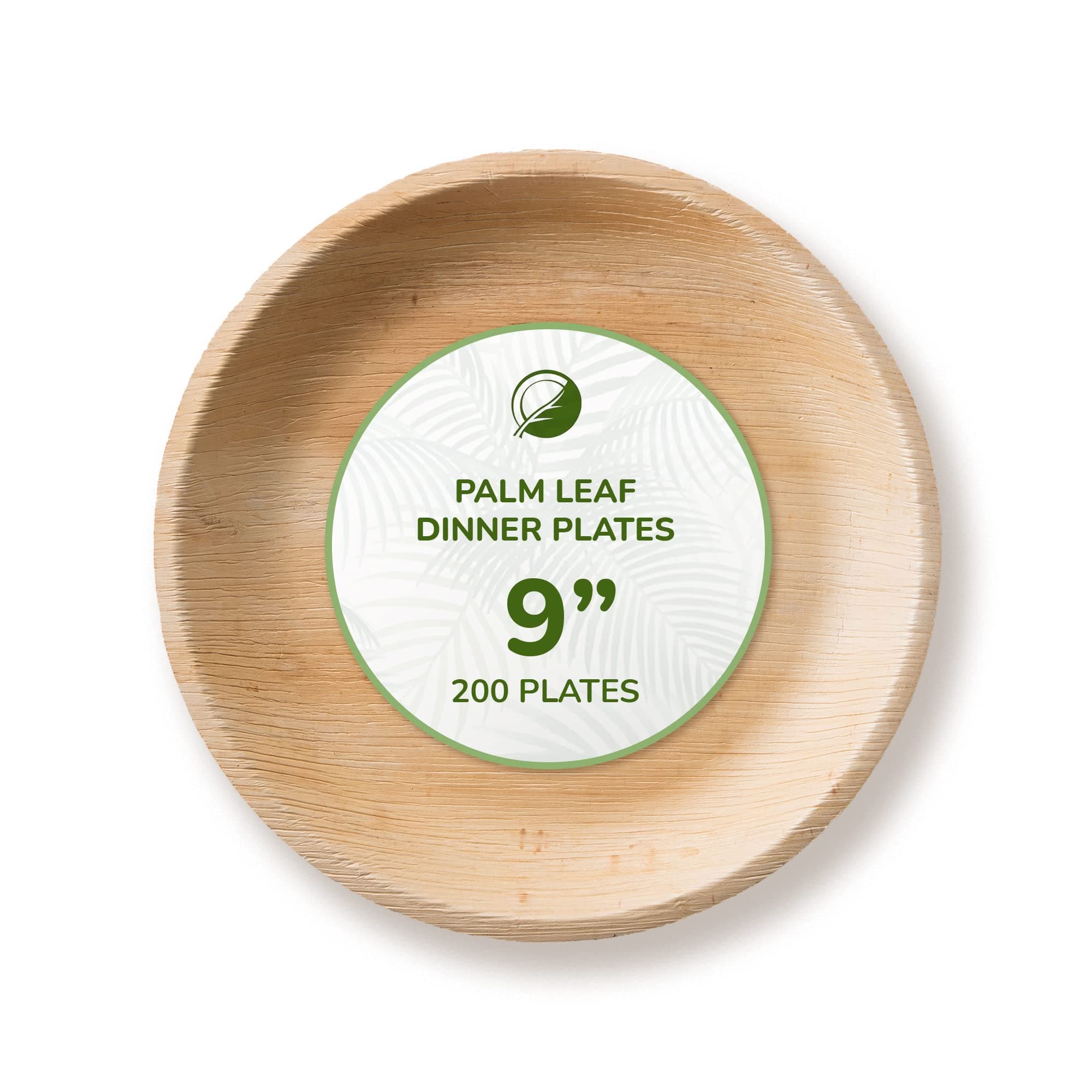 THE CLEAR CONSCIENCE Palm Leaf Plates, Single Use Leaf Plates from Fallen Palm Leaves, Palm Plates for Dinners, Picnics, & Events, Usable for Hot Dishes, 9in. Round, Professional Pack of 200 pcs.
