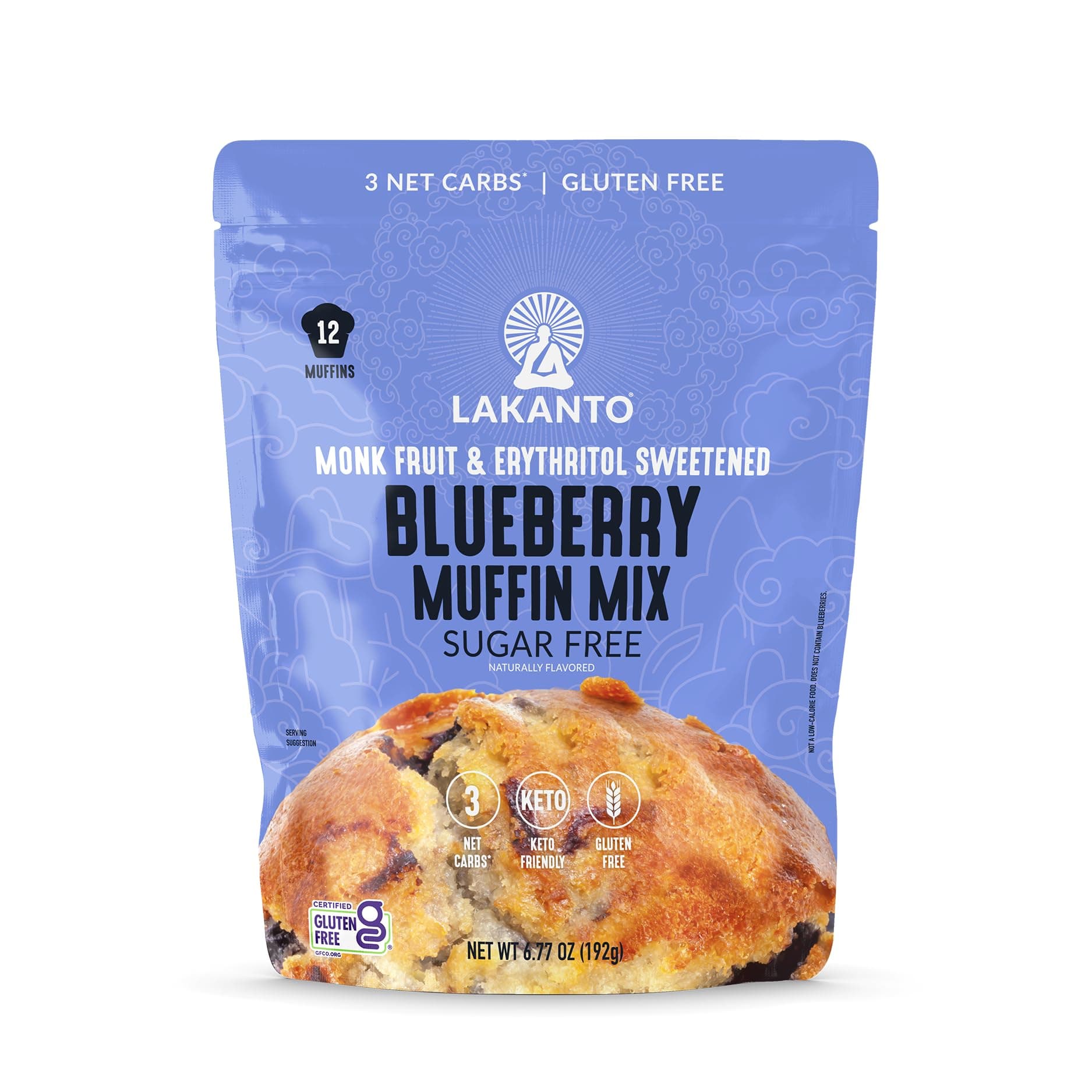 Lakanto Sugar Free Blueberry Muffin Mix - Naturally Flavored, Sweetened with Monk Fruit Sweetener, Keto Diet Friendly, Low Net Carbs, Gluten Free, Breakfast Food, Delicious, Easy to Make (6.77 oz)