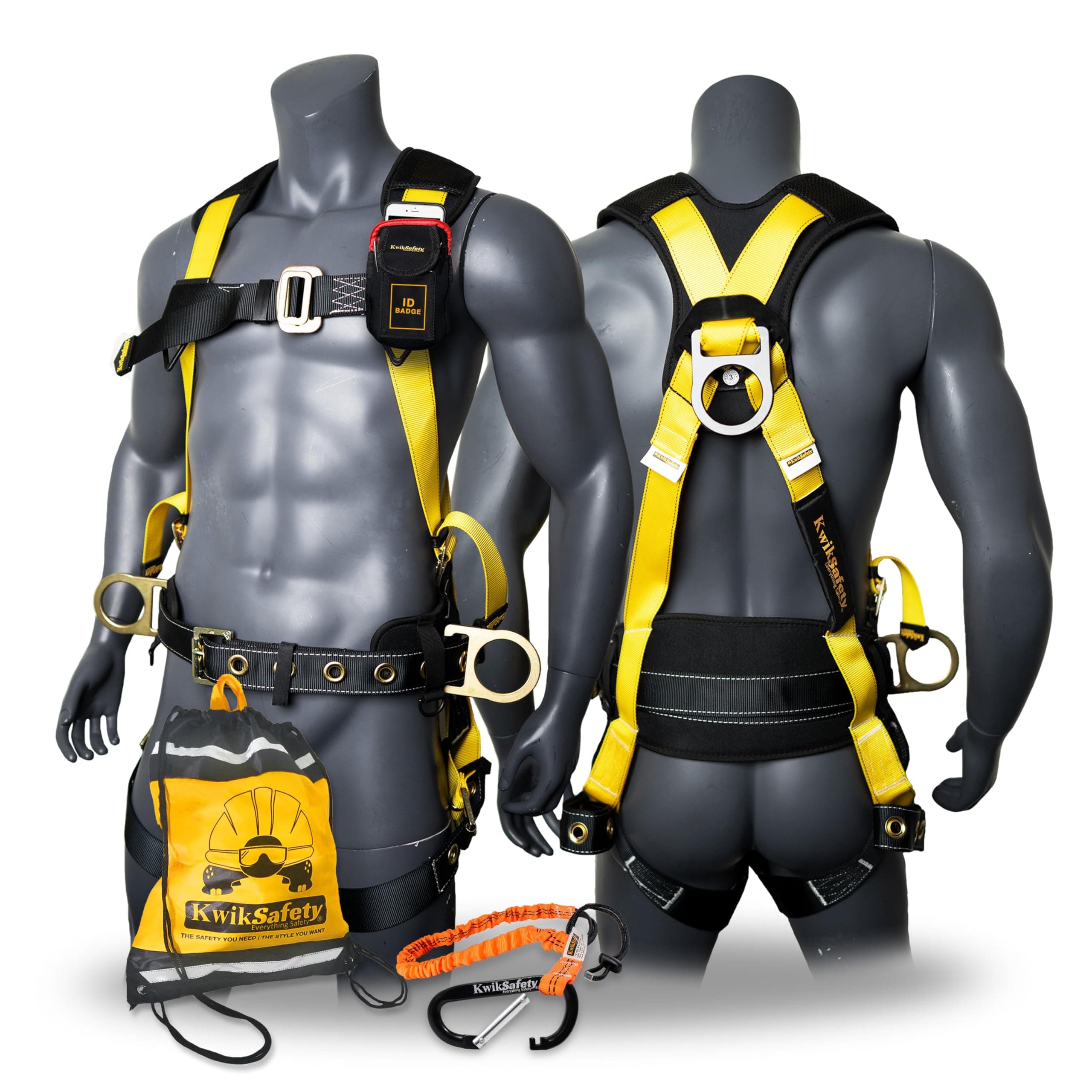 KwikSafety TYPHOON Safety Harness 3 D-Ring w/ Premium Back Support | 1 Pack, 2 Pack, 4 Pack, Case Pack, Combo, Kit