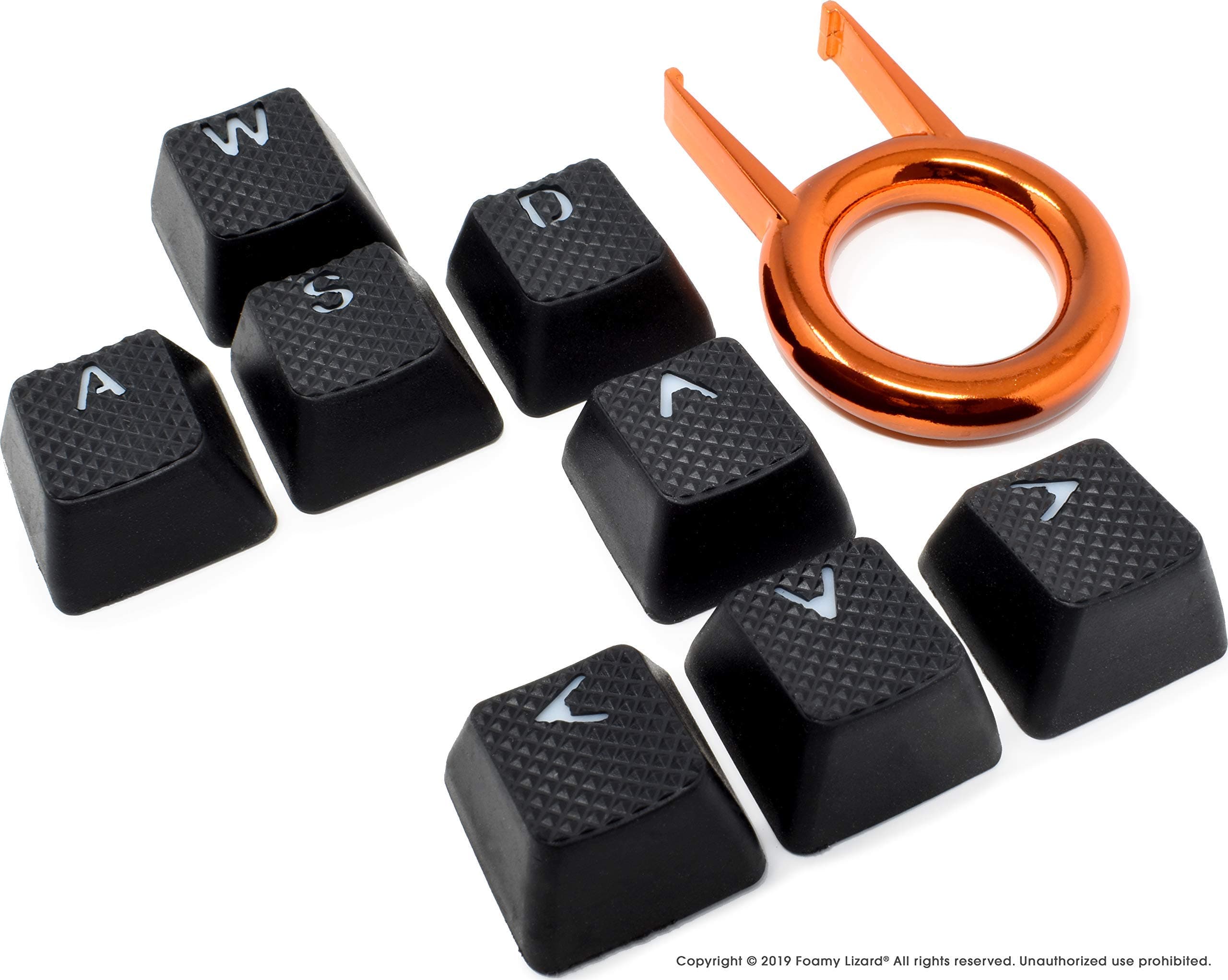 Foamy Lizard FPS Pro Rubber Keycap Set by - Set of 8 Cherry MX Compatible OEM Profile Double Shot Shine-Through Keys with Key Puller