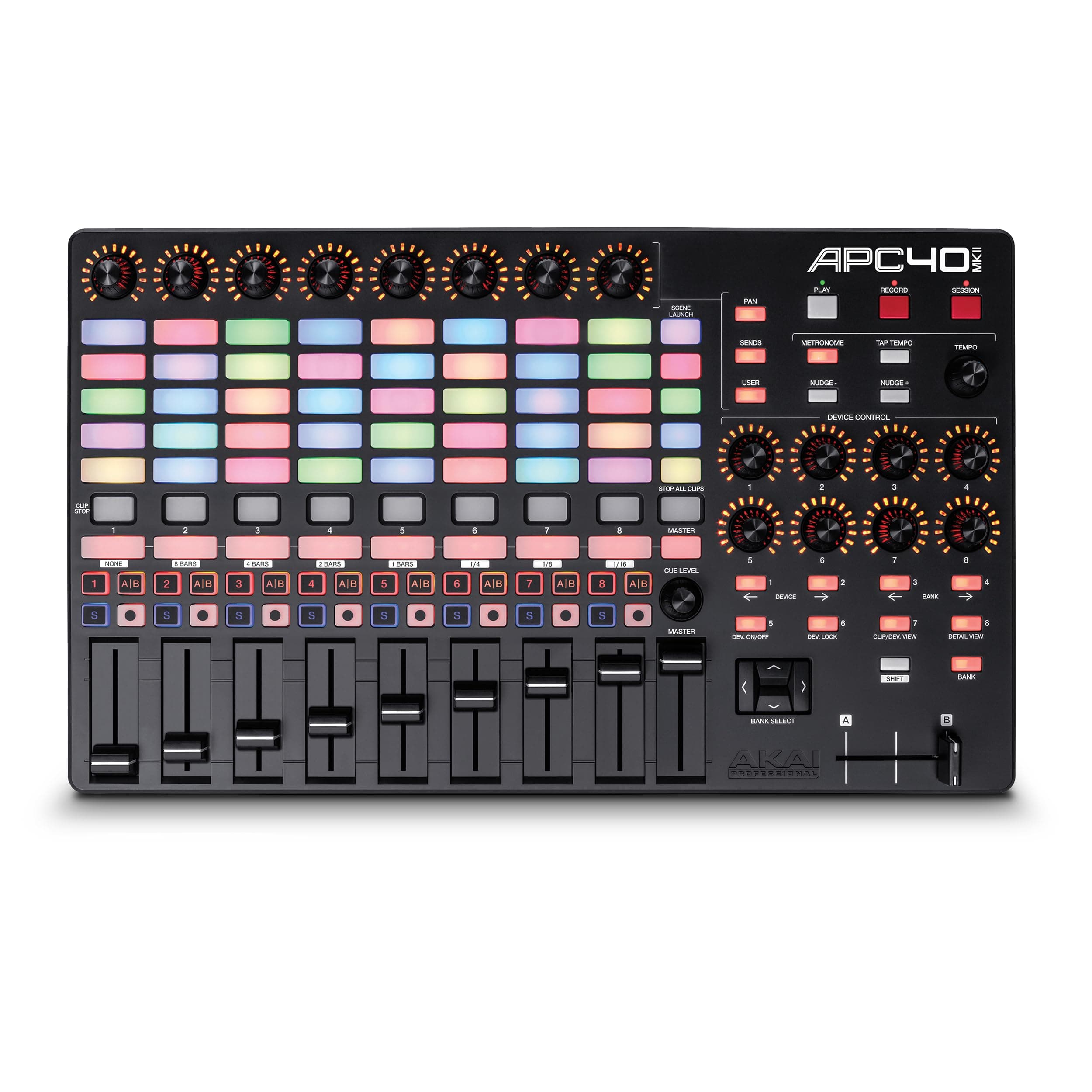 APC40 MKII - USB MIDI Controller for 1 to 1 Mapping with Ableton Live Lite with 5x8 Clip Launch Matrix, Knobs and Faders, Pro Software Suite Included