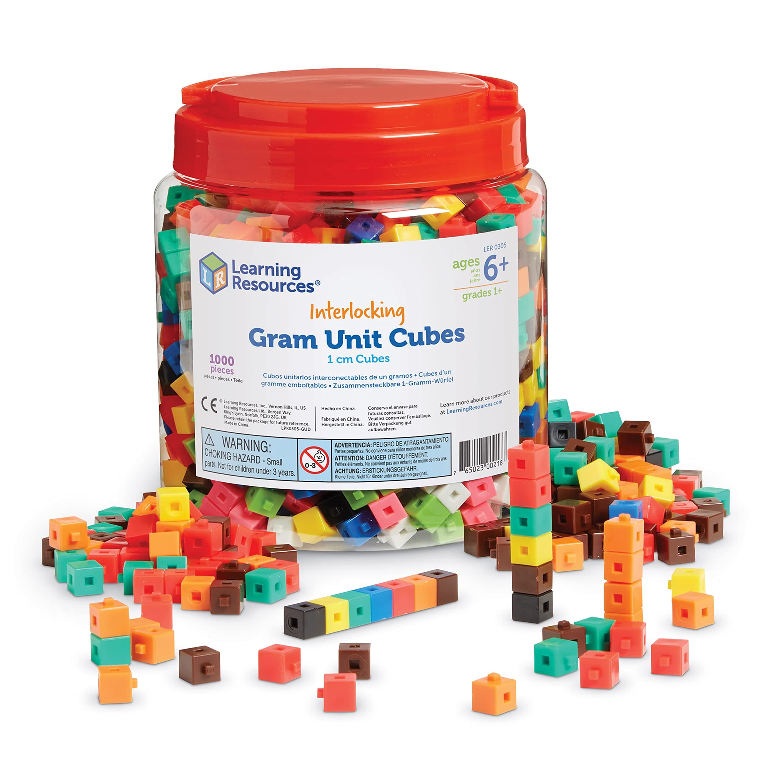 Interlocking Gram Unit Cubes - 1,000 Pieces, Ages 6+ Math Classroom Teaching Aids