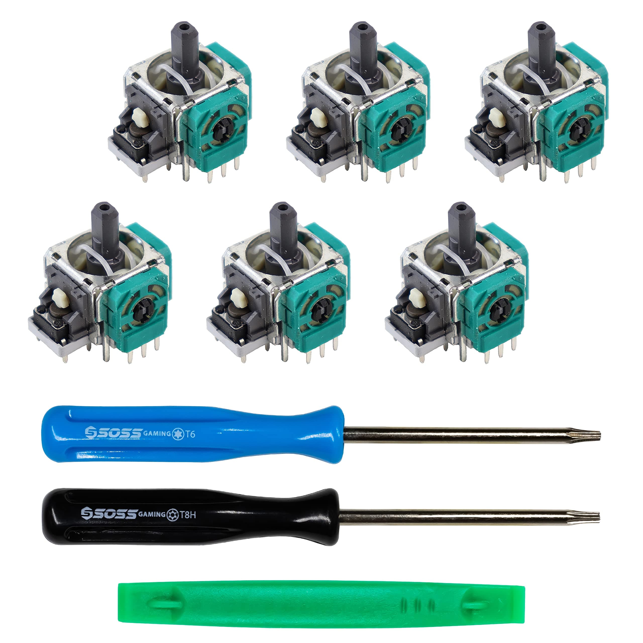 SOSS GAMING® Genuine Analog Joysticks Repair Kit for Xbox One - Fixes Stick Drift, Broken, and Loose Joysticks on Regular, S, X and Elite Series 1 Controllers (6 Pack)