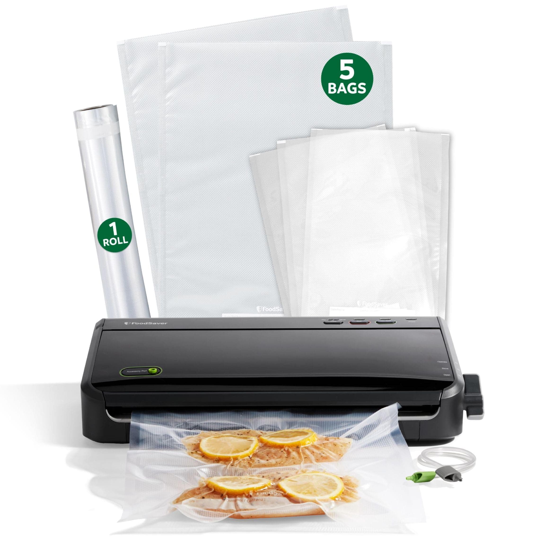 Vacuum Sealer Machine, Automatic Bag Detection, Sous Vide Friendly, with sealer bags, roll, handheld vacuum sealer, black