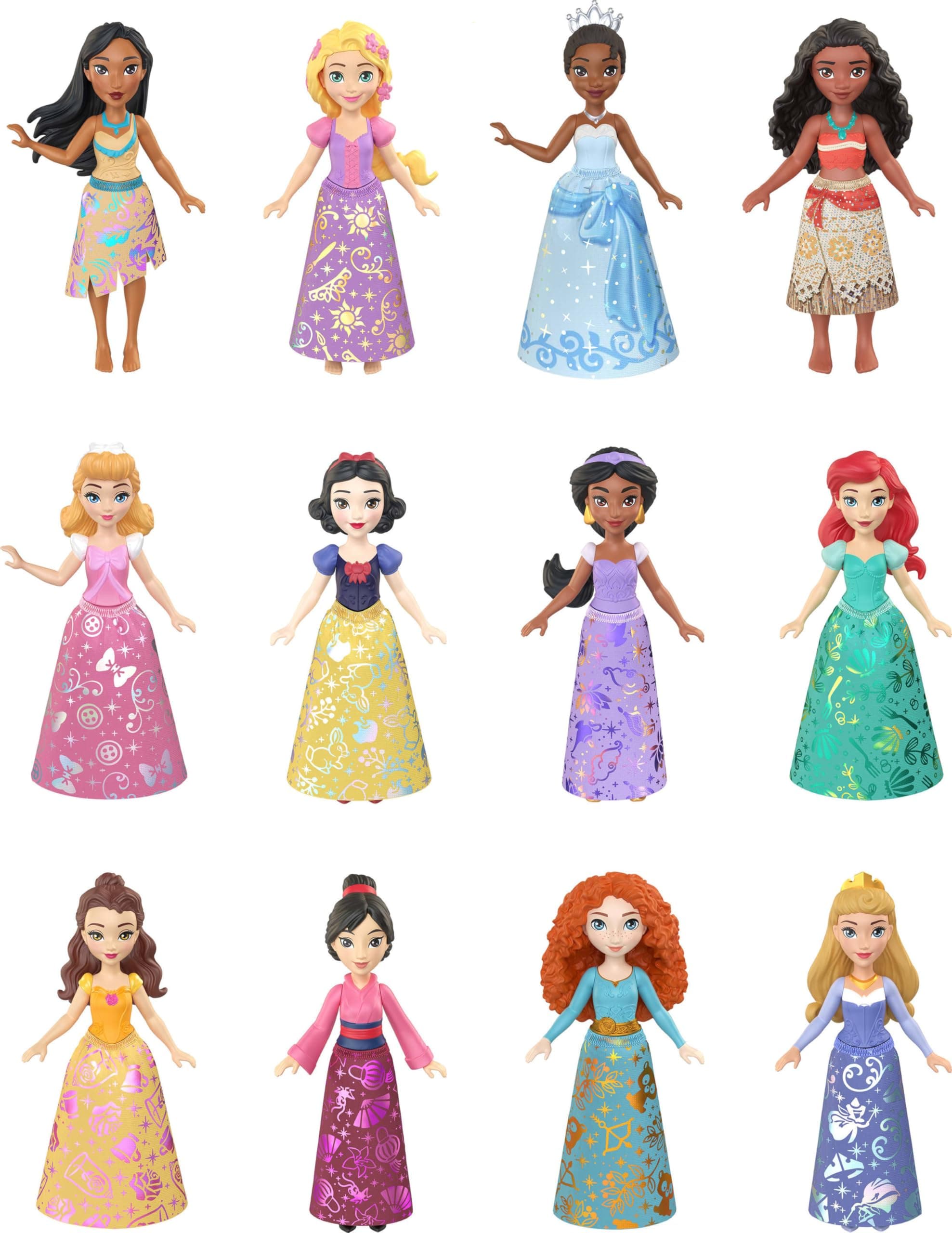 Mattel Disney Princess Toys, Ultimate Princess Pack with 12 Small Posable Dolls in Signature Outfits, Collectibles Inspired by Disney Movies