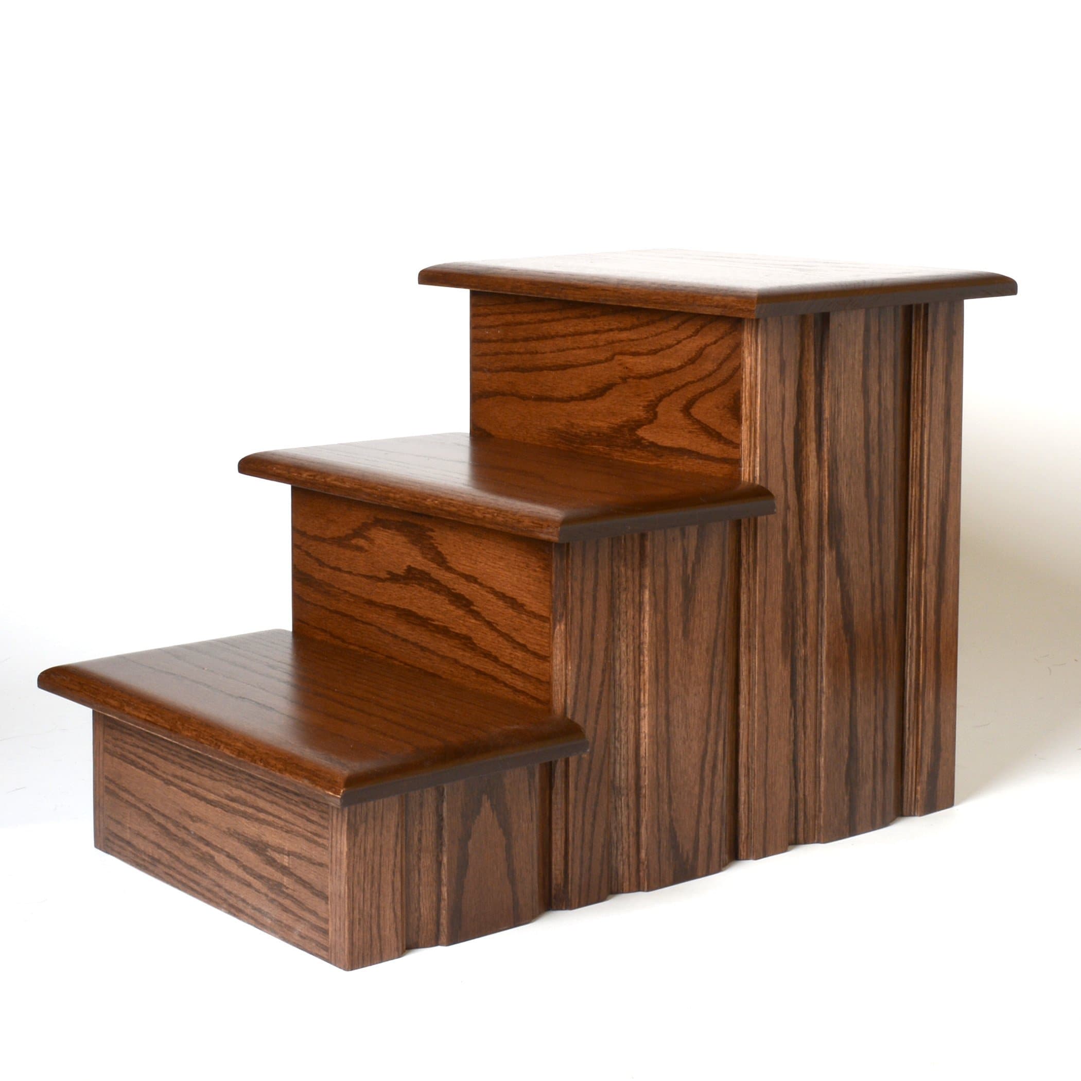 Tall Raised Panel Dog Steps, Solid Oak Tread with a Rich Cherry Stain, 17-Inch