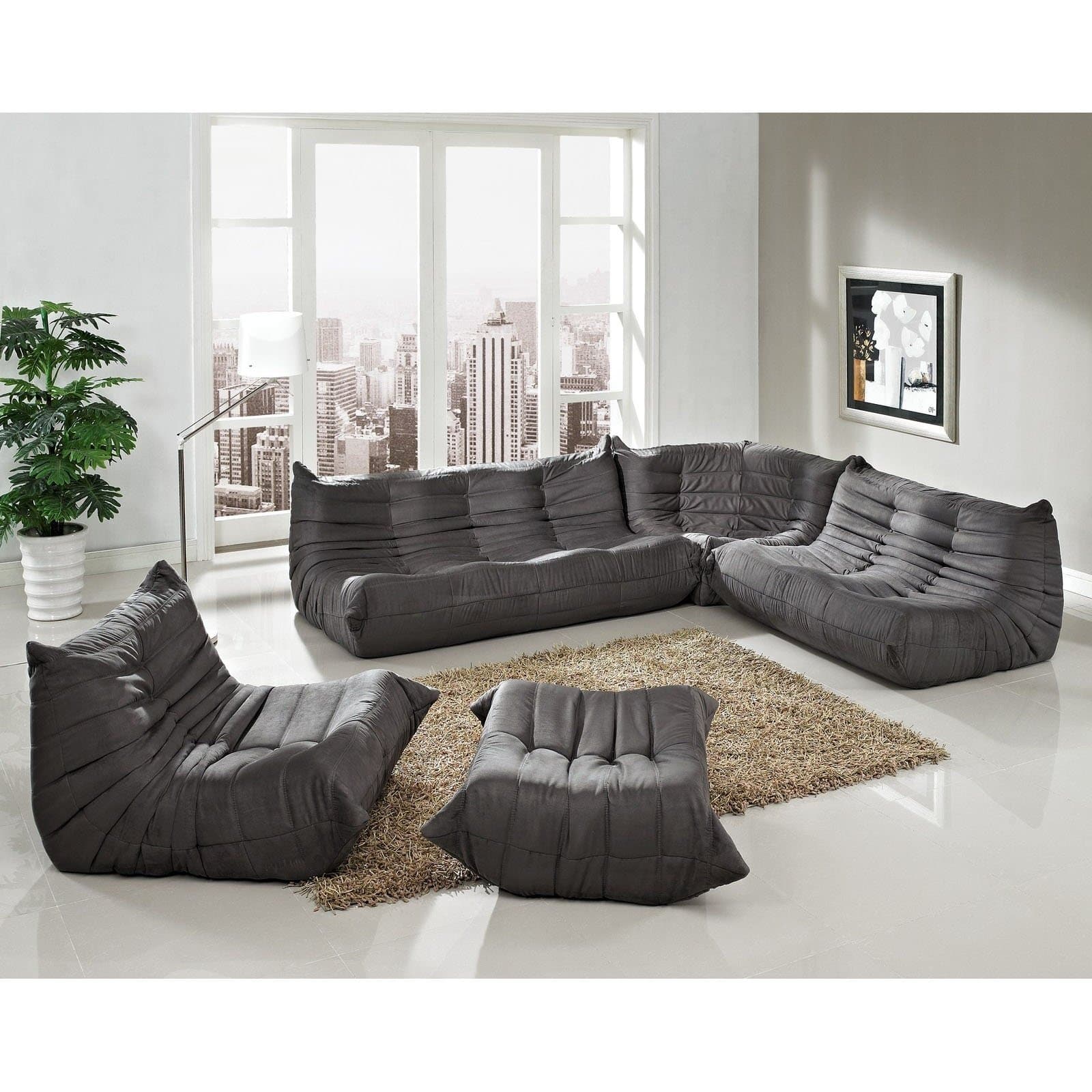 Modway Waverunner Memory Foam Sectional Sofa in Light Gray