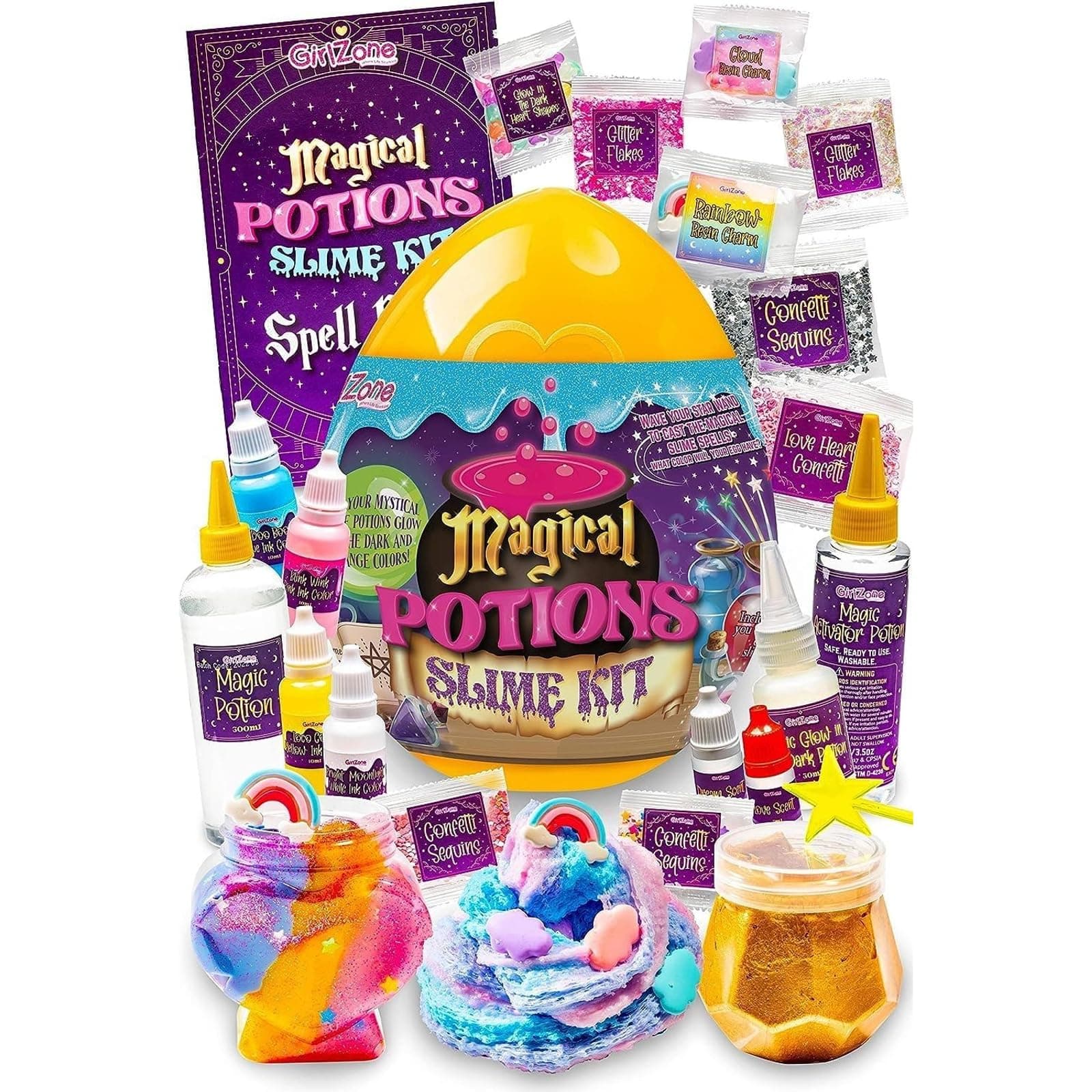 Magic Potion Slime Kit, Spellbinding Slime Making Kit to Make 6 Magic Slime Potions and Glow in the Dark Slime, Fun Halloween Gifts for Kids