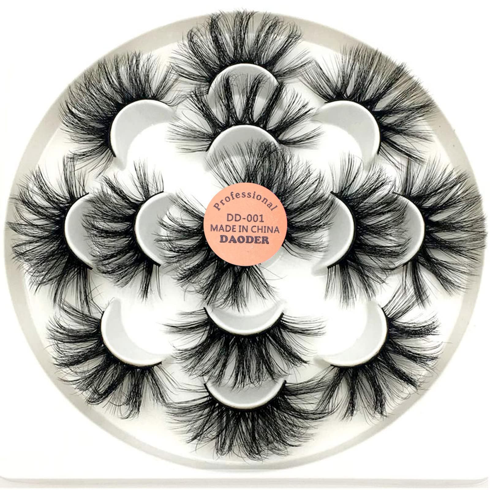 False Eyelashes 25mm Lashes Wispy Long 8D Mink Lashes Dramatic Volume Fluff Eye Lashes Pack for Women 7Pairs Soft Reusable Fake Eyelashes