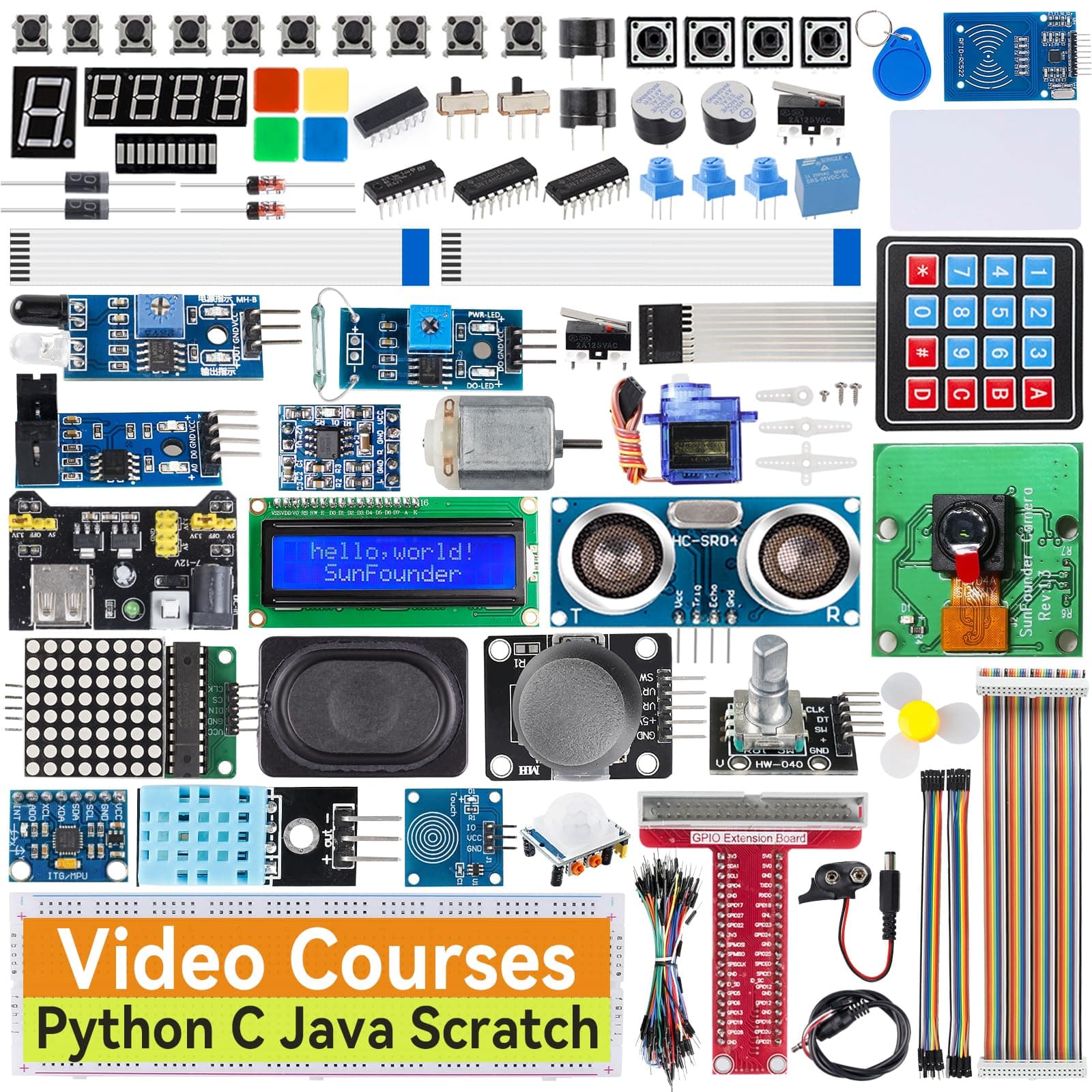 Raspberry Pi Ultimate Starter Kit for Raspberry Pi 4B 3B+ 400, Java Python C Scratch Node.js, Detailed Online Tutorials, 161 Projects, 337 Items (Camera Module, Speaker)