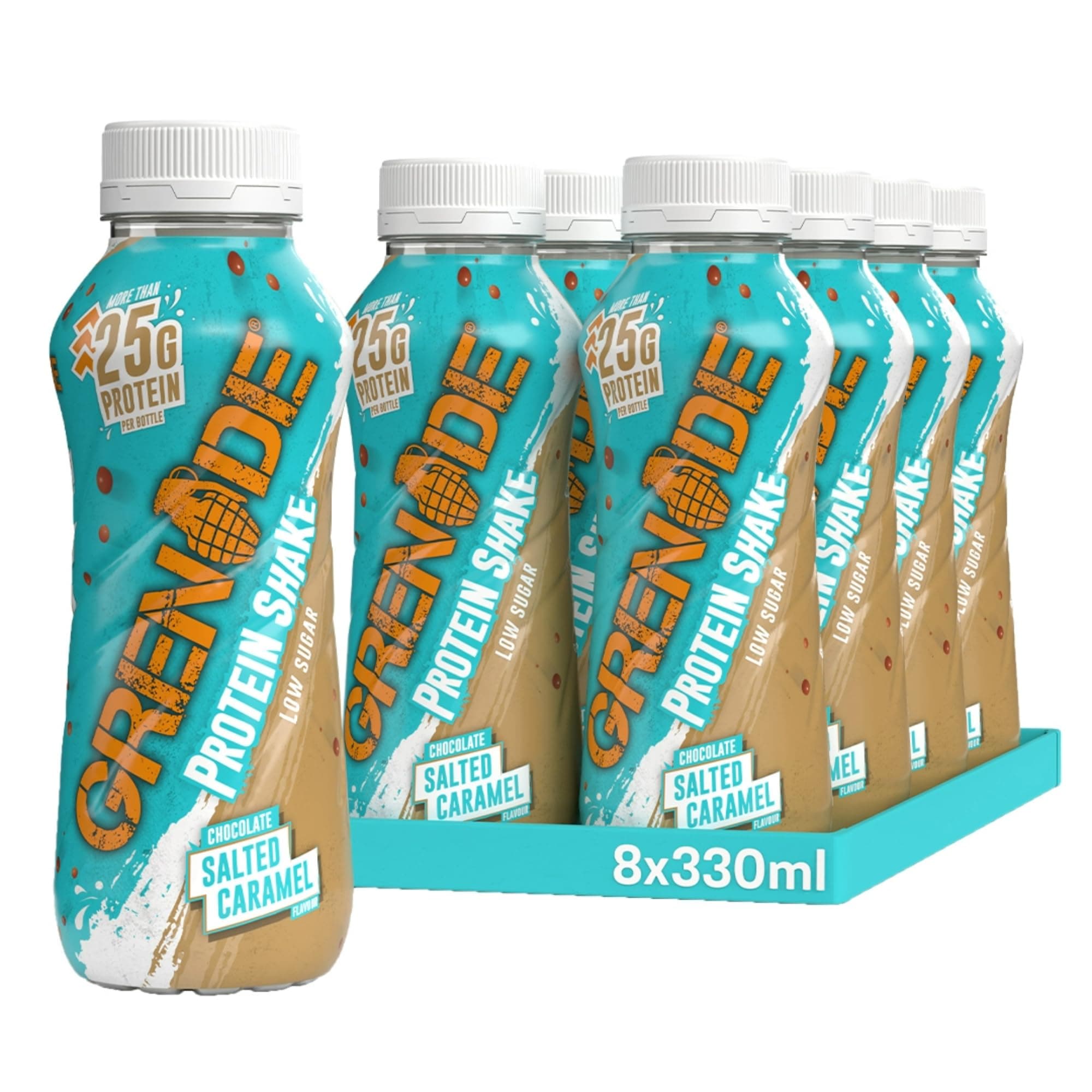 Chocolate Salted Caramel High Protein Shake, 8 x 330 ml - Ready to Drink Milk Protein Shakes with over 24 g Protein per Bottle