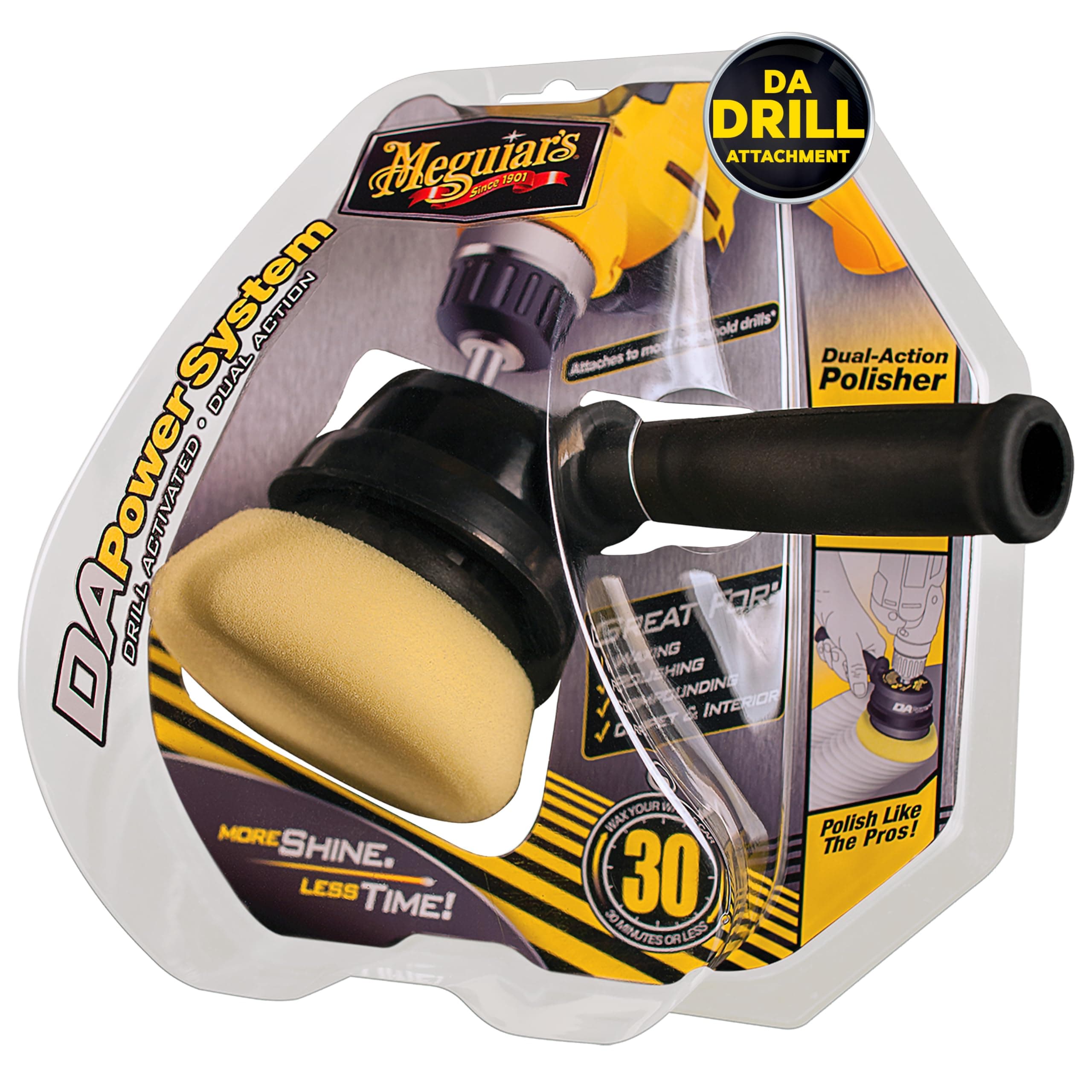 Meguiar's G3500 Dual Action Power System Tool, Boost Your Auto Care Arsenal with This Car Detailing Tool, Apply Product and Remove Imperfections, Conveniently Attaches to Most Standard Drills