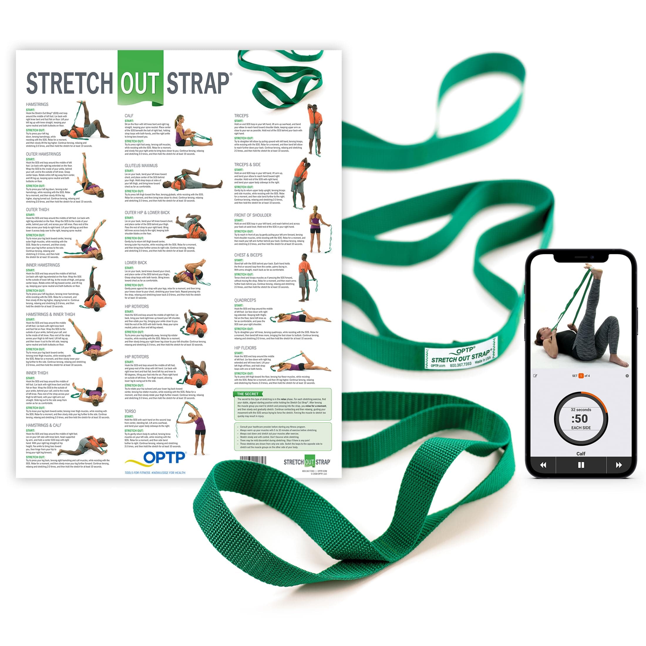 OPTP440PS Stretch Out Strap With Stretching Exercise Poster