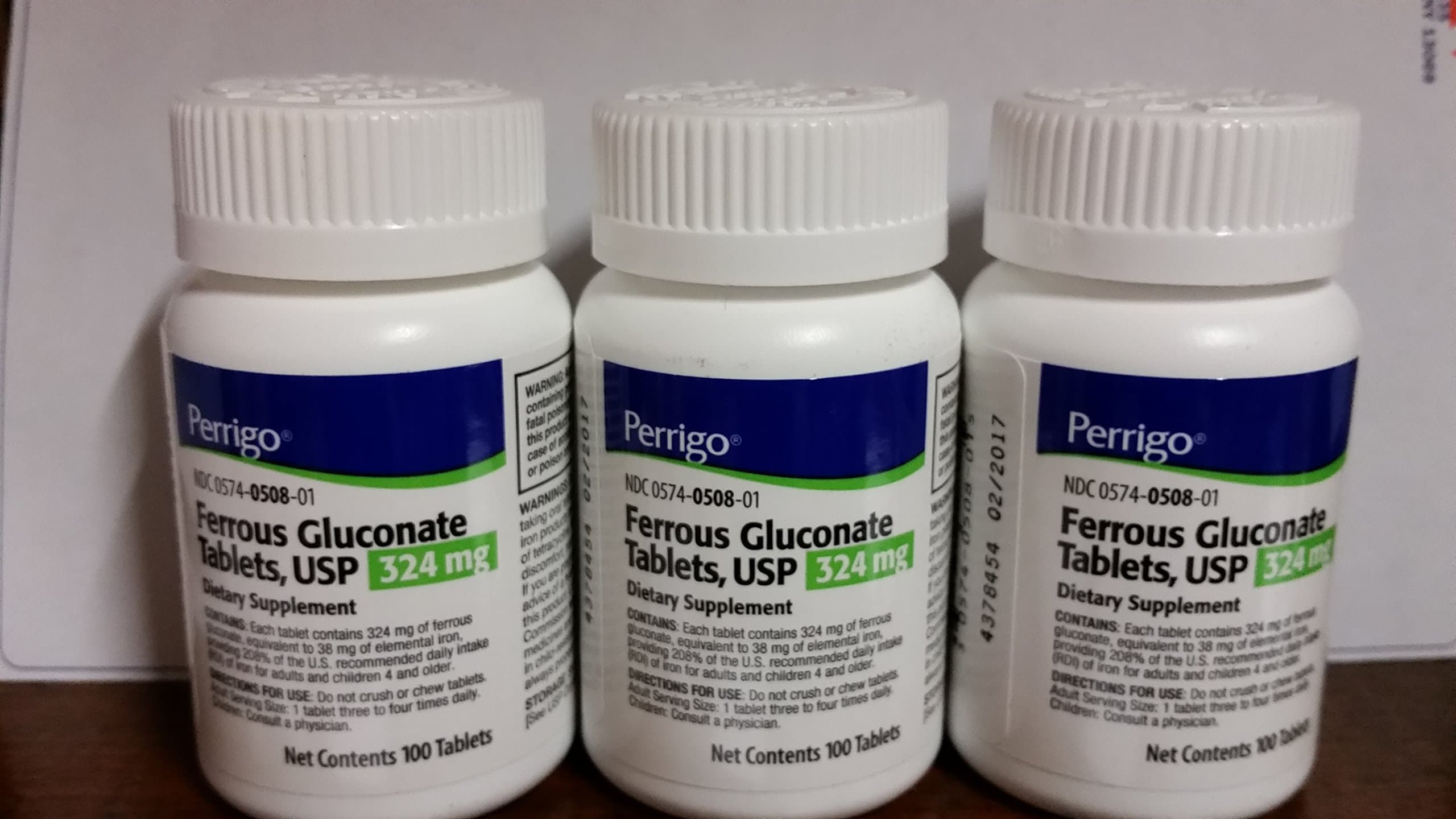 Ferrous Gluconate, 324mg, 100 Tablets, 3-Pack