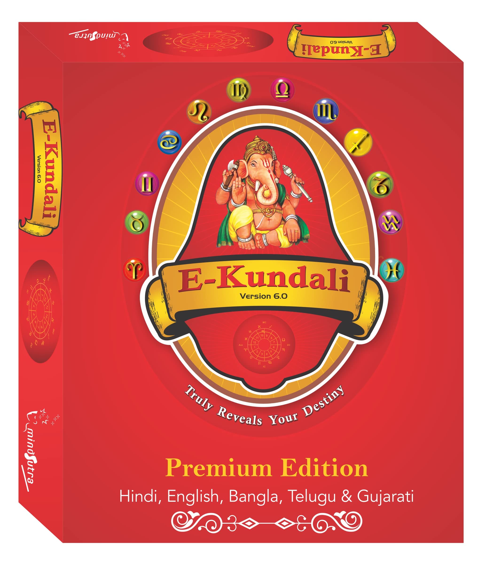 Mindsutra Software Technologies E-Kundali 6.0 Premium ( Language Hindi-English-Bangla-Telugu ) Astrology Software (CD)
