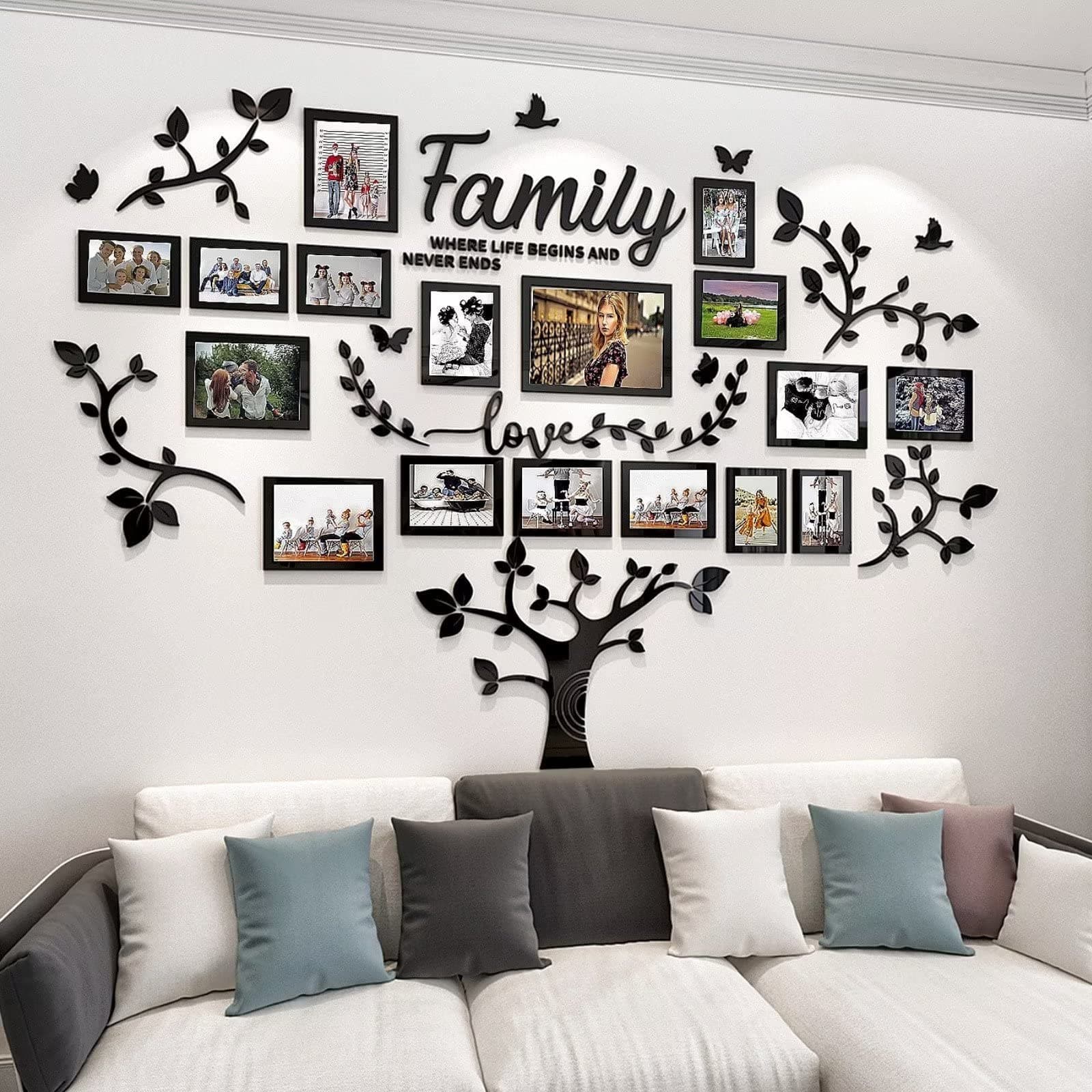 DIY Wall Decor Living Room Family Tree Wall Decor Sticker 3D Picture Frames Collage Wall Decor Living Room Decor