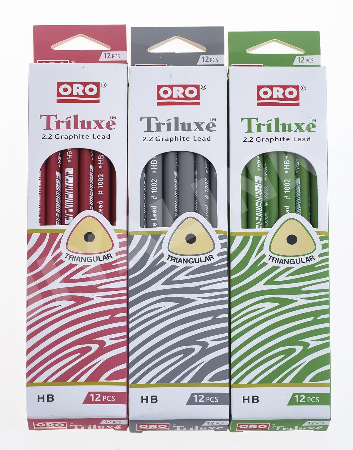 Oro Triluxe Easy Grip Triangular Pencils Ergonomic HB 2.2 Graphite Lead Pack Of 12