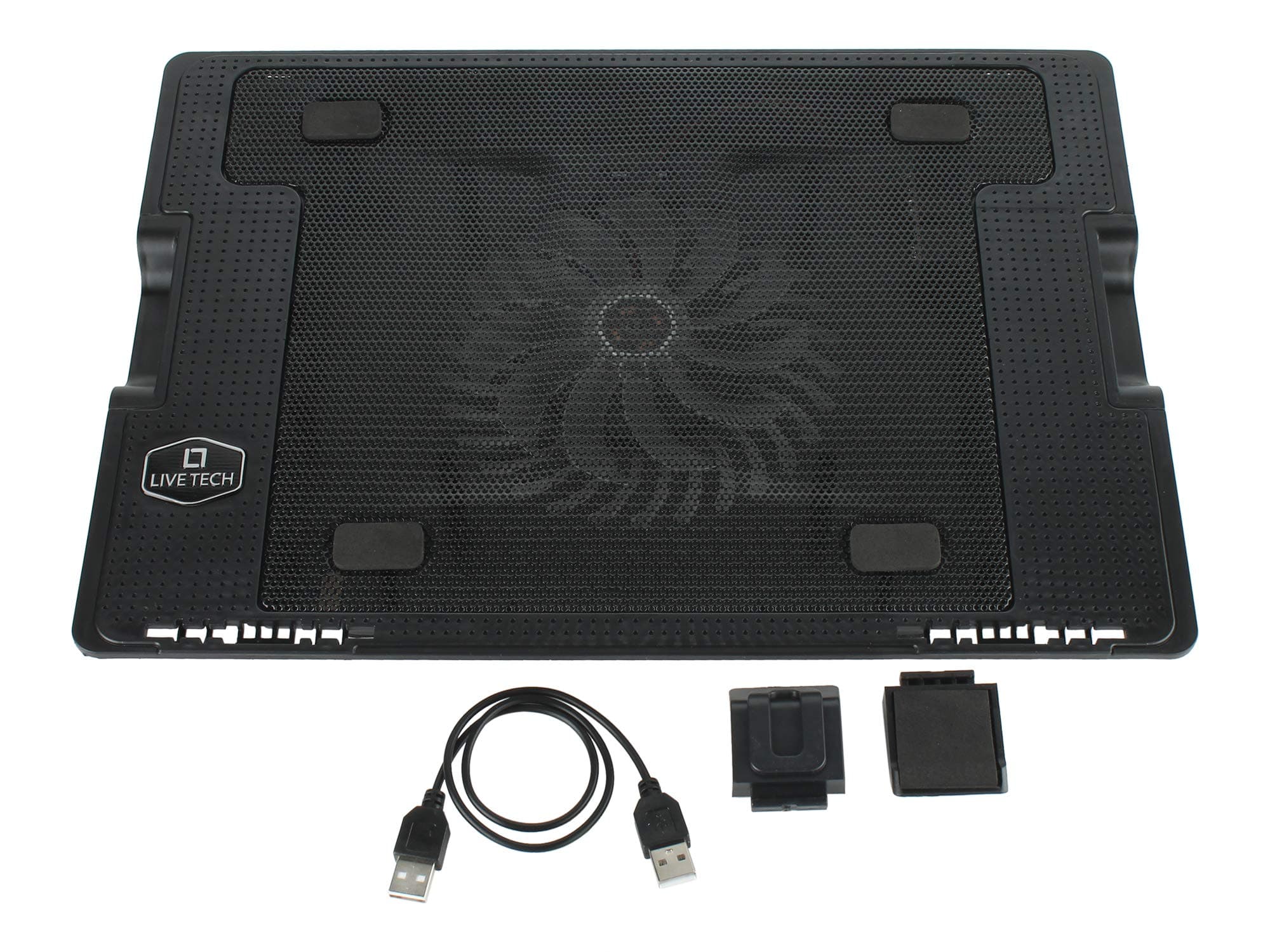 Live Tech CP02 Cooling pad Suitable for All Laptops/Notebook with Multi Viewing Angle & Extra USB (Black)
