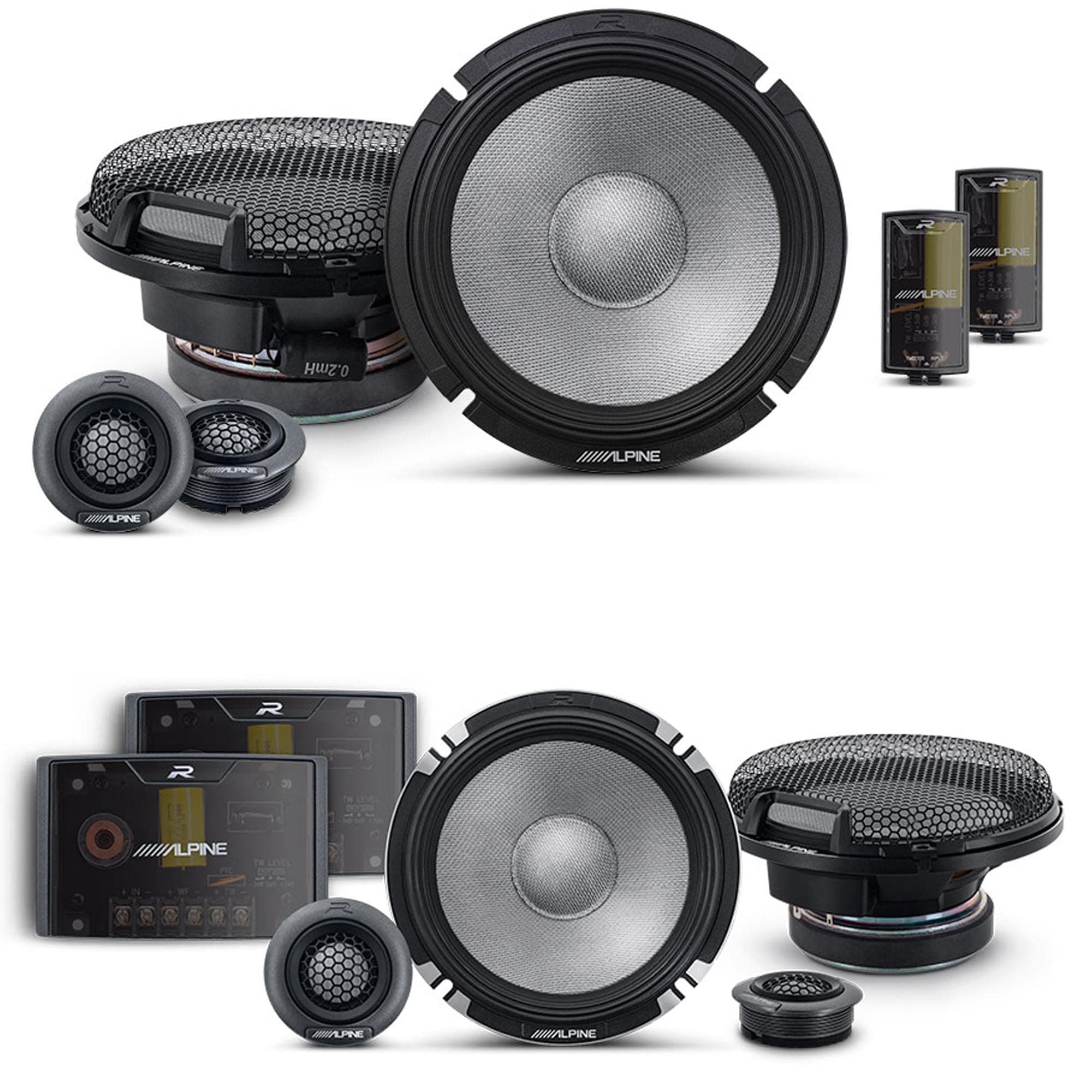 Alpine 6.5" R2 High-Resolution Speaker Bundle - A Pair of Pro-Series R2-S652 2-Way Component Speakers & a Pair of R2-S65C 6.5" Component Speakers