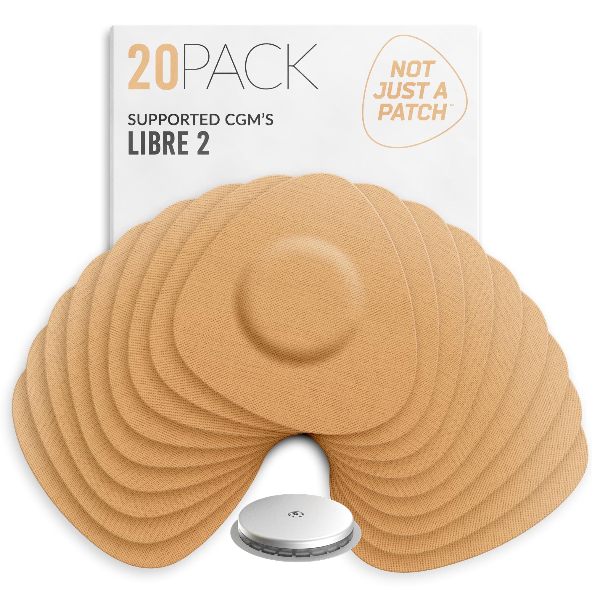 Freestyle Libre 2 Sensor Covers (20 Pack) CGM Sensor Patches for Freestyle Libre 2 - Water Resistant & Durable for 10-14 Days - Pre-Cut in Beige