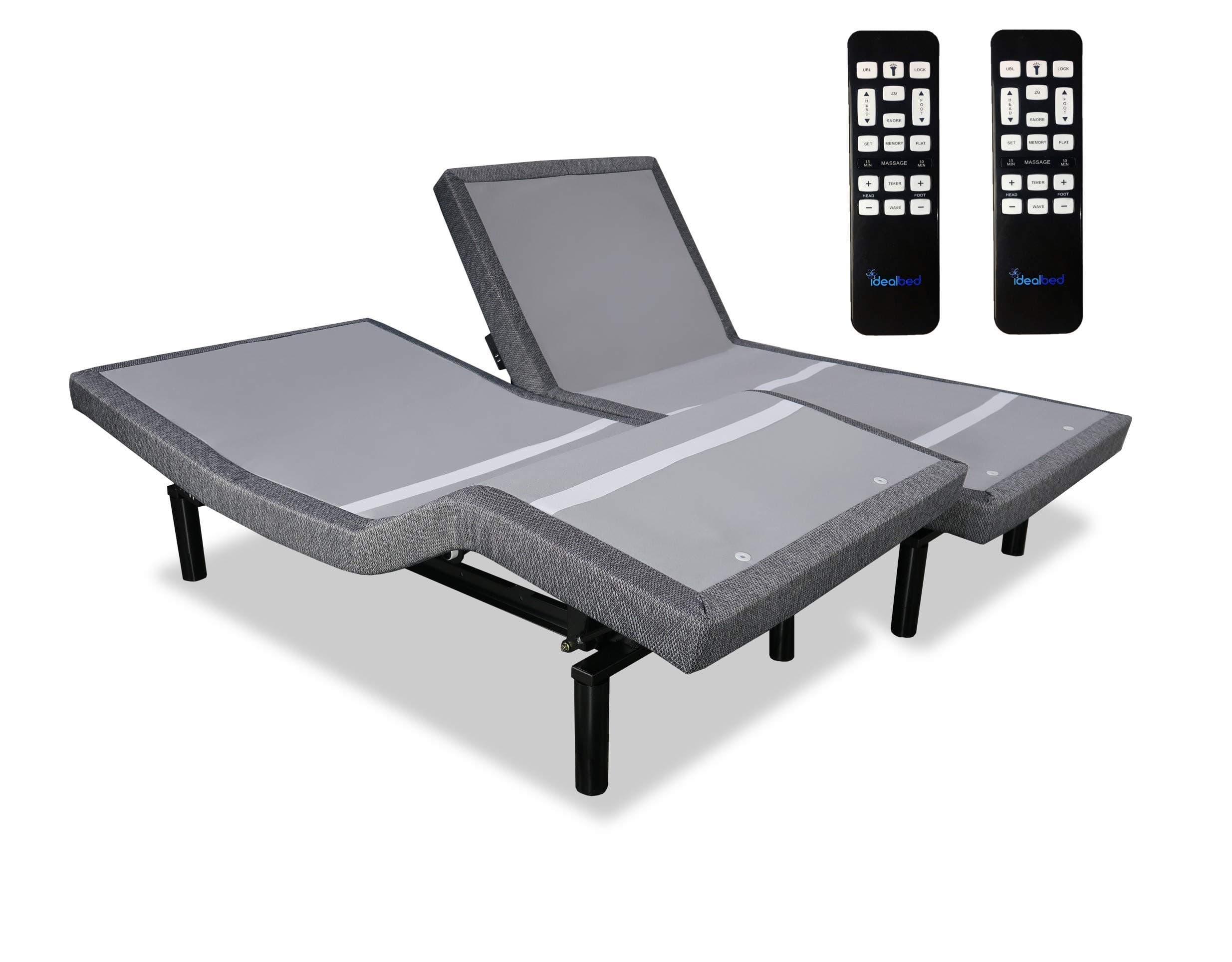 iDealBed Adjustable Bed Base, Wall Hugger, Wireless Massage, Zero-Gravity, Anti-Snore, Night Light, Memory, Next Gen USB Charge Ports, Split King, Grey