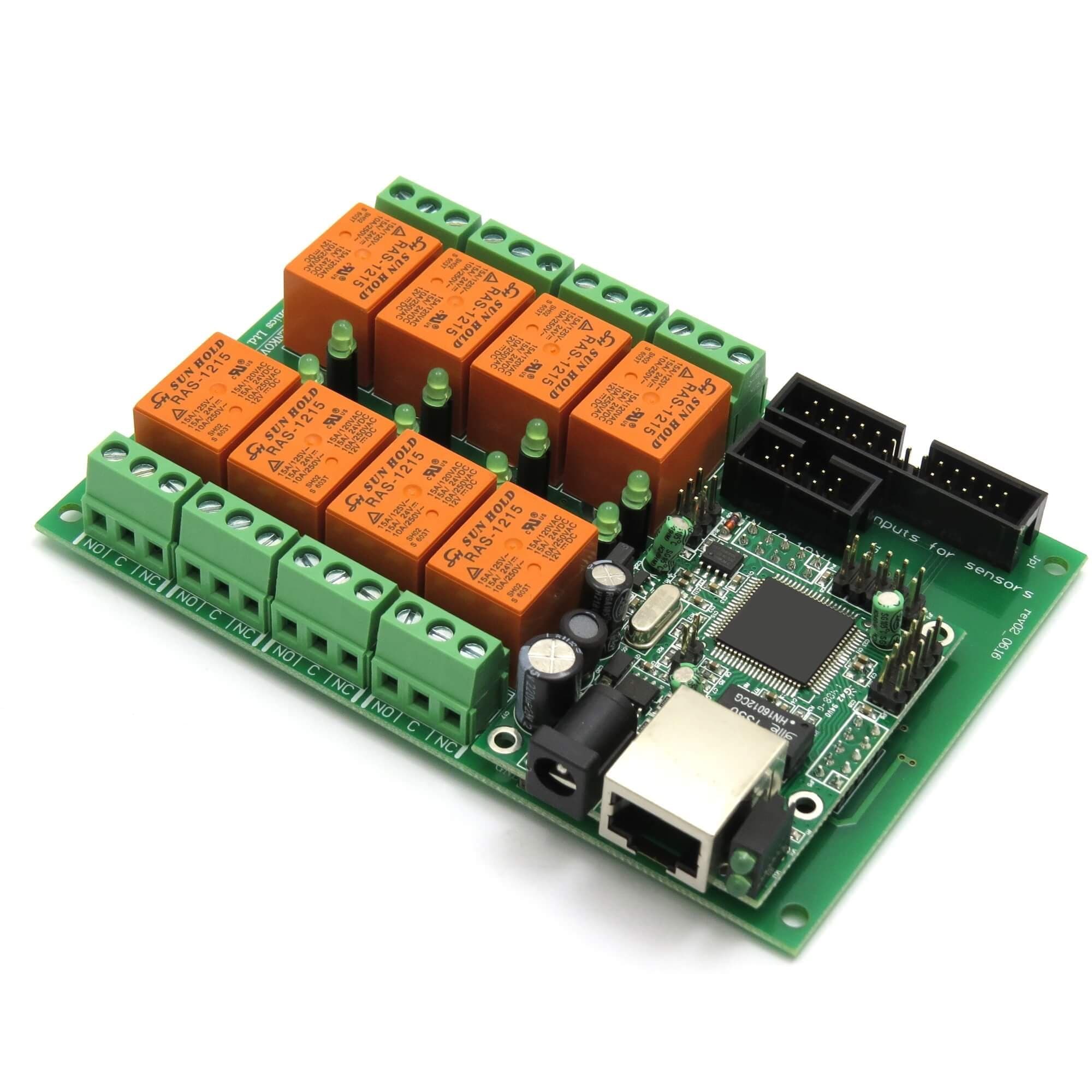 Ethernet Relay Controller Module, Web Server IP + Temperature Sensor LM35DZ, SNMP, Web, Android, iOS,12VDC