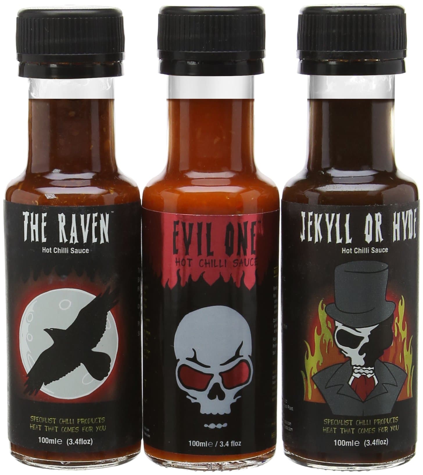 Grim Reaper Jekyll or Hyde/The Raven/Evil One Chilli Sauce Gift Pack