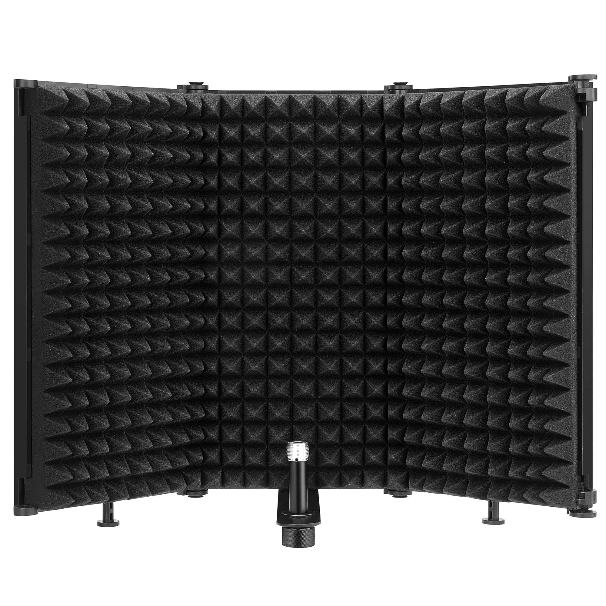 Moukey MPFBK3 Microphone Separation Shield, Reflective Filter, Foldable, Soundproofing Cover, Sound Absorbing Material, Trifold, ABS Resin, High Density, Tabletop Mount, For Recording and
