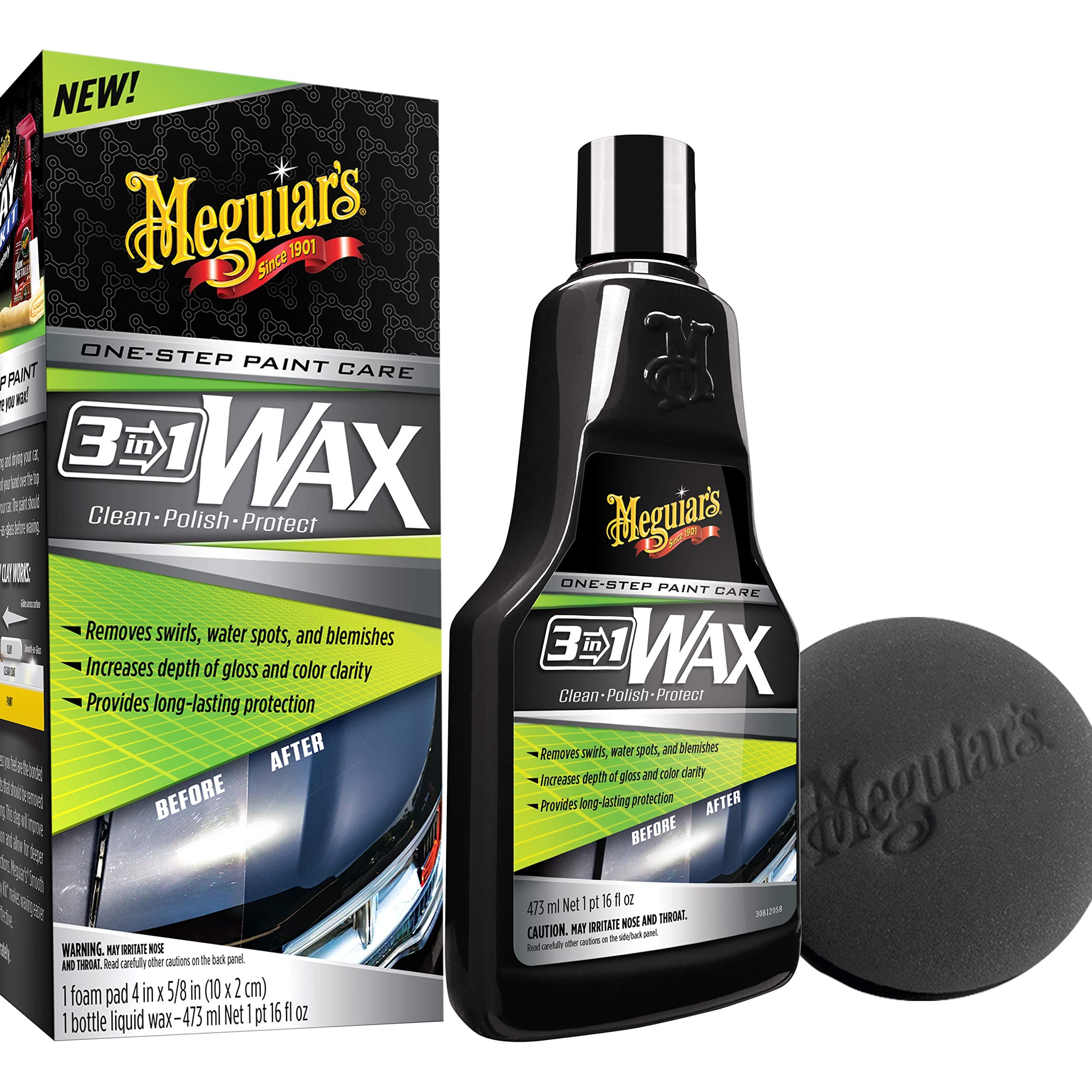 3-in-1 Wax, Advanced Cleaner Wax that Blends Defect and Scratch Removal with Car Polishing, Keep Your Car Care Simple With an All in One Product, 16 Oz