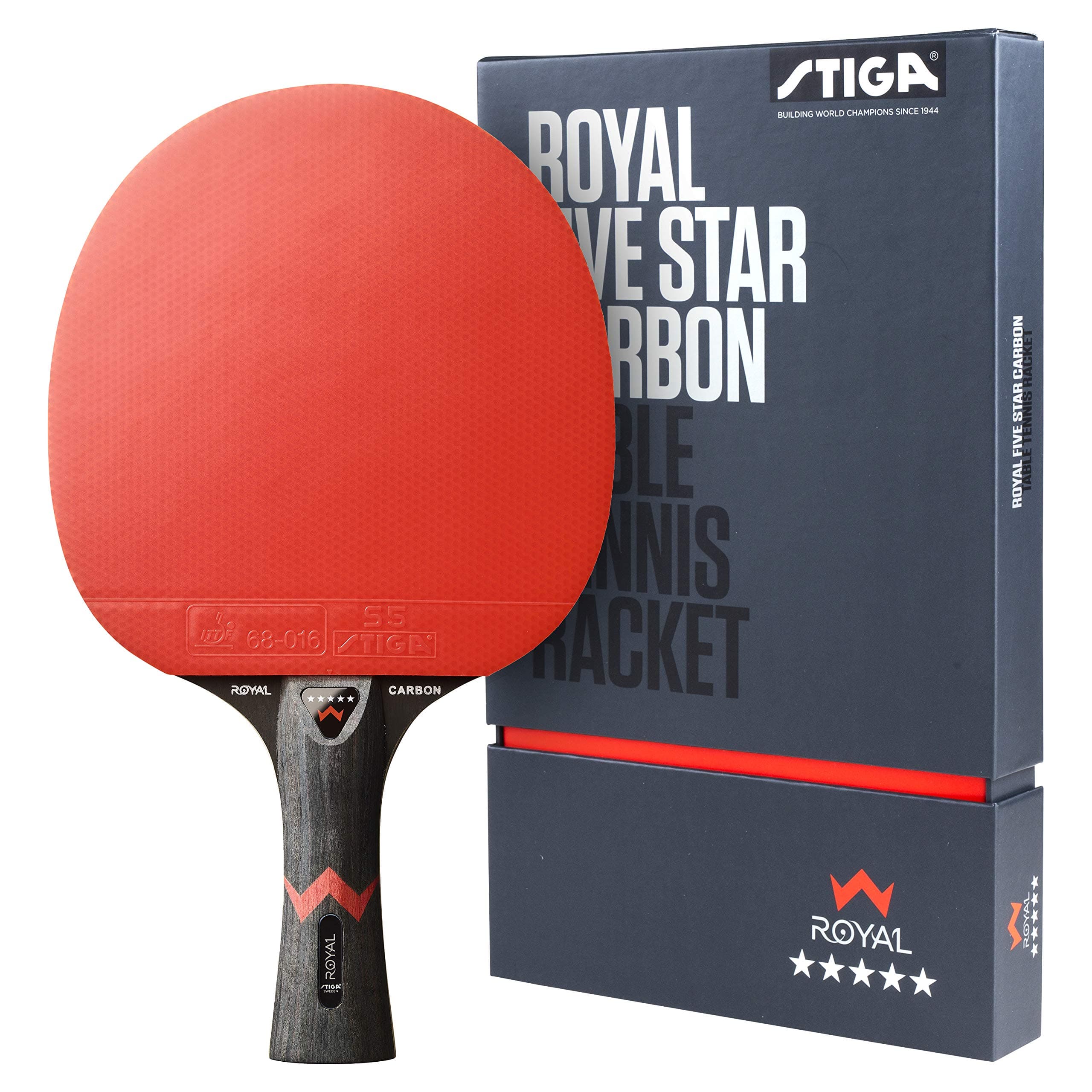 Royal Carbon 5-Star Table Tennis Racket – Professional Grade 5+2-Ply Blade with Carbon Fibre, ITTF-Approved 5-Star Rubber – Ideal for Offensive Players Seeking Maximum Speed and Spin
