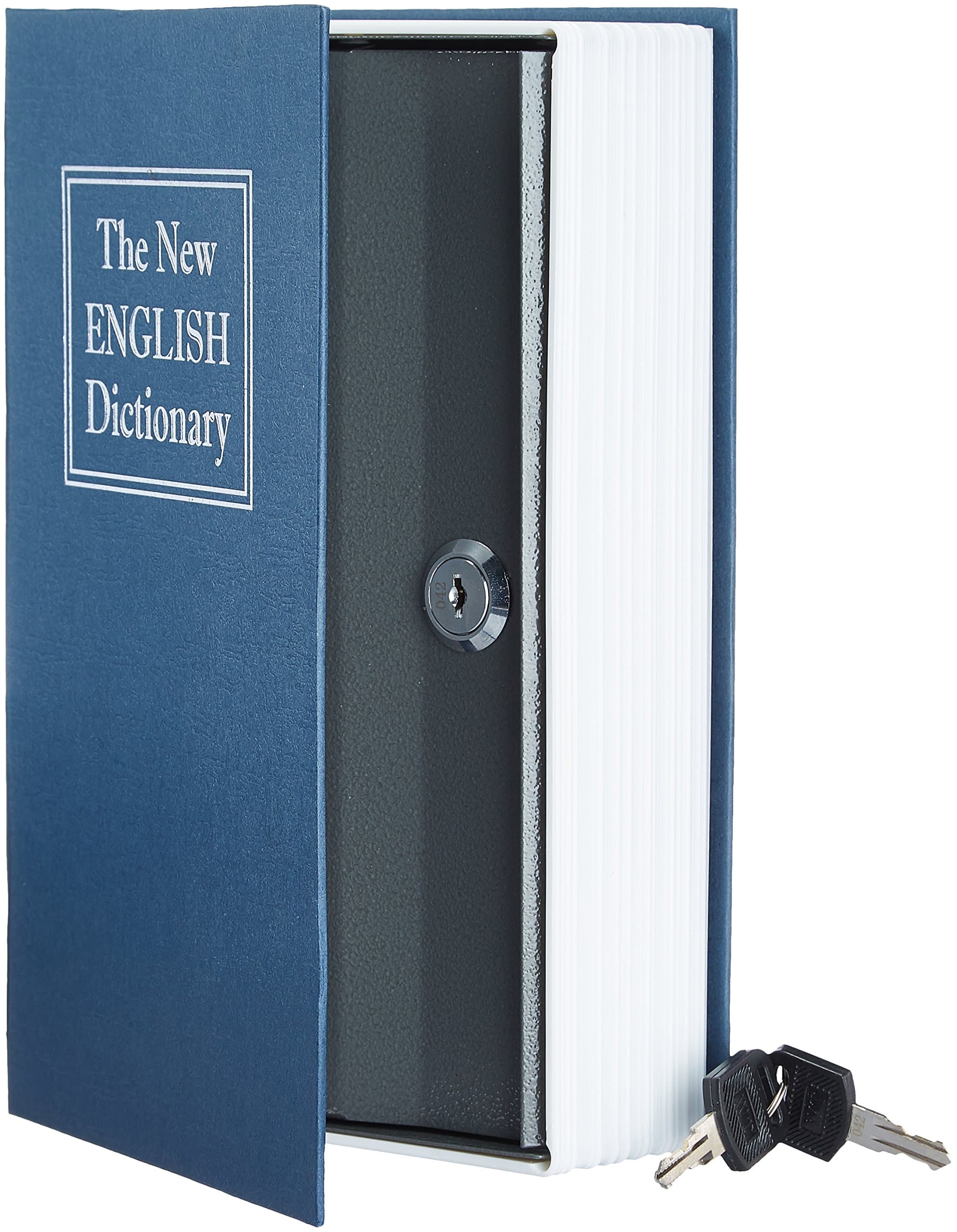 Amazon Basics Book Safe- Key Lock- Large, Blue